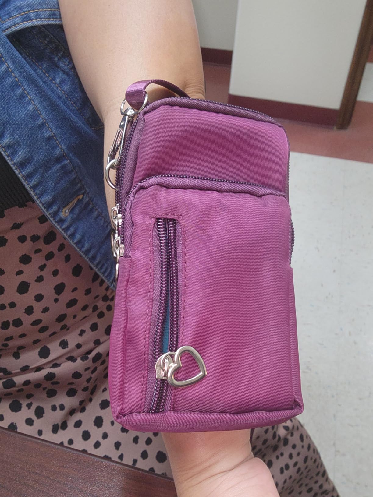 Women Cell Phone Purse Wristband Sport Armband Wallet Travel Crossbody Cell Phone Purse for Galaxy S10 Plus S9 Plus A50 A7 J7,OnePlus 6T,HTC U12 (Black) - Customer Photo 5