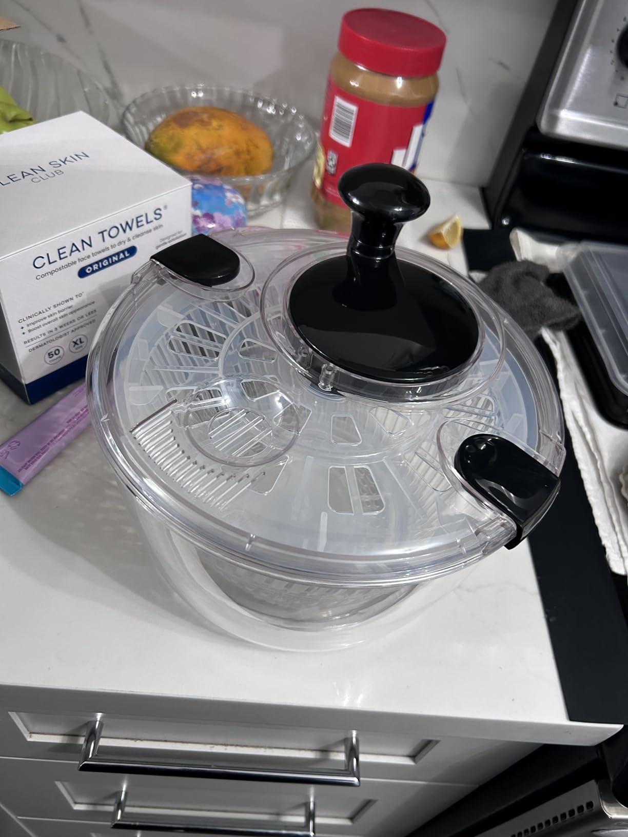 Joined Large Salad Spinner with Drain, Bowl, and Colander - Quick and Easy Multi-Use Lettuce Spinner, Vegetable Dryer, Fruit Washer, Pasta and Fries Spinner - 5.28 Qt - Customer Photo 2