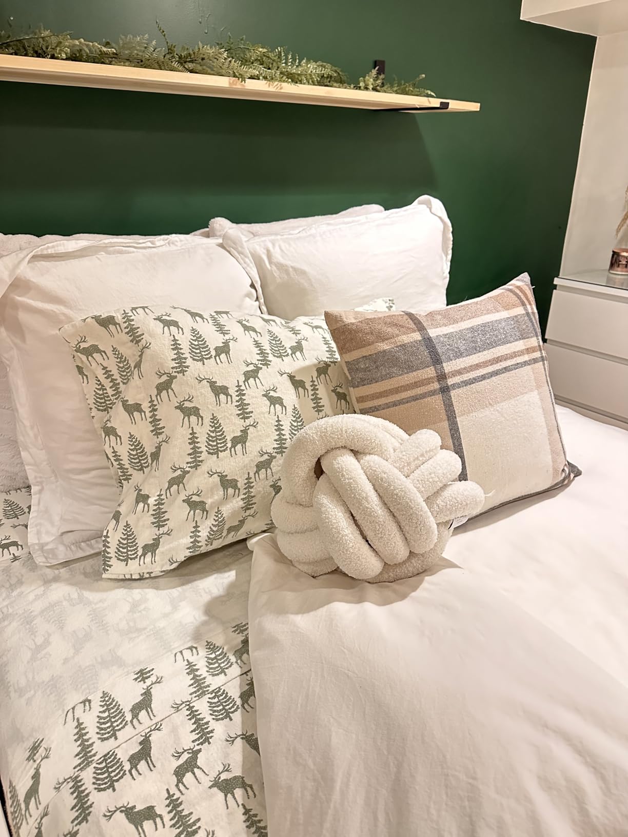 Brielle Home Flannel Sheet Set Cotton Soft Warm & Cozy Modern Chic with Elastic Deep Pockets, Full, Deers Red - Customer Photo 1