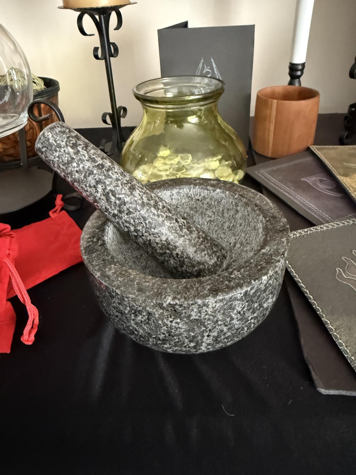 Priority Chef Heavy Duty Mortar and Pestle Set, 1.5 Cup, 100% Granite, Non Slip Base, Make Fresh Guacamole, Salsa, Pesto, Stone Grinder Bowl, Herb Crusher, Spice Grinder, 5.5 Inch - Black - Customer Photo 2