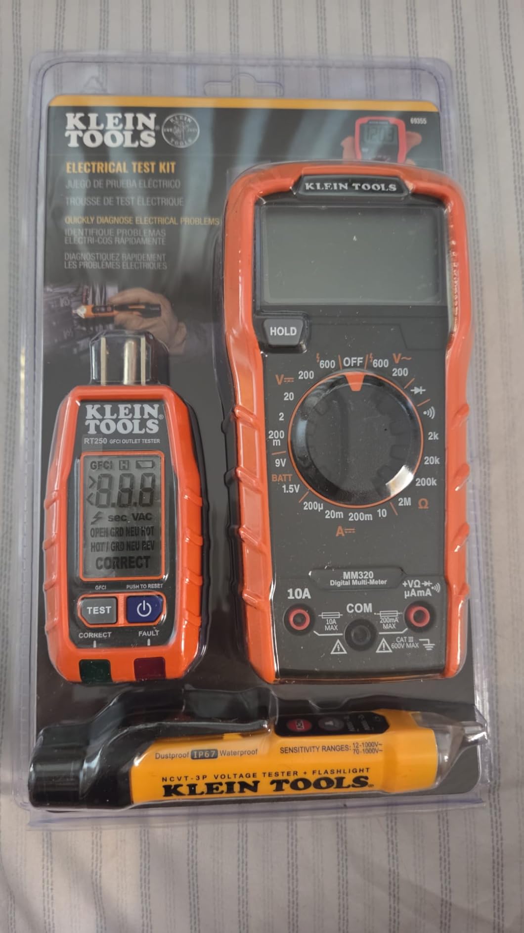 Klein Tools 69355 Digital Multimeter Premium Electrical Test Kit with Non-Contact Voltage Tester, Receptacle Tester, Test Leads Customer Review Klein Tools 69355 Digital Multimeter Premium Electrical Test Kit with Non-Contact Voltage Tester, Receptacle Tester, Test Leads - Customer Photo 2