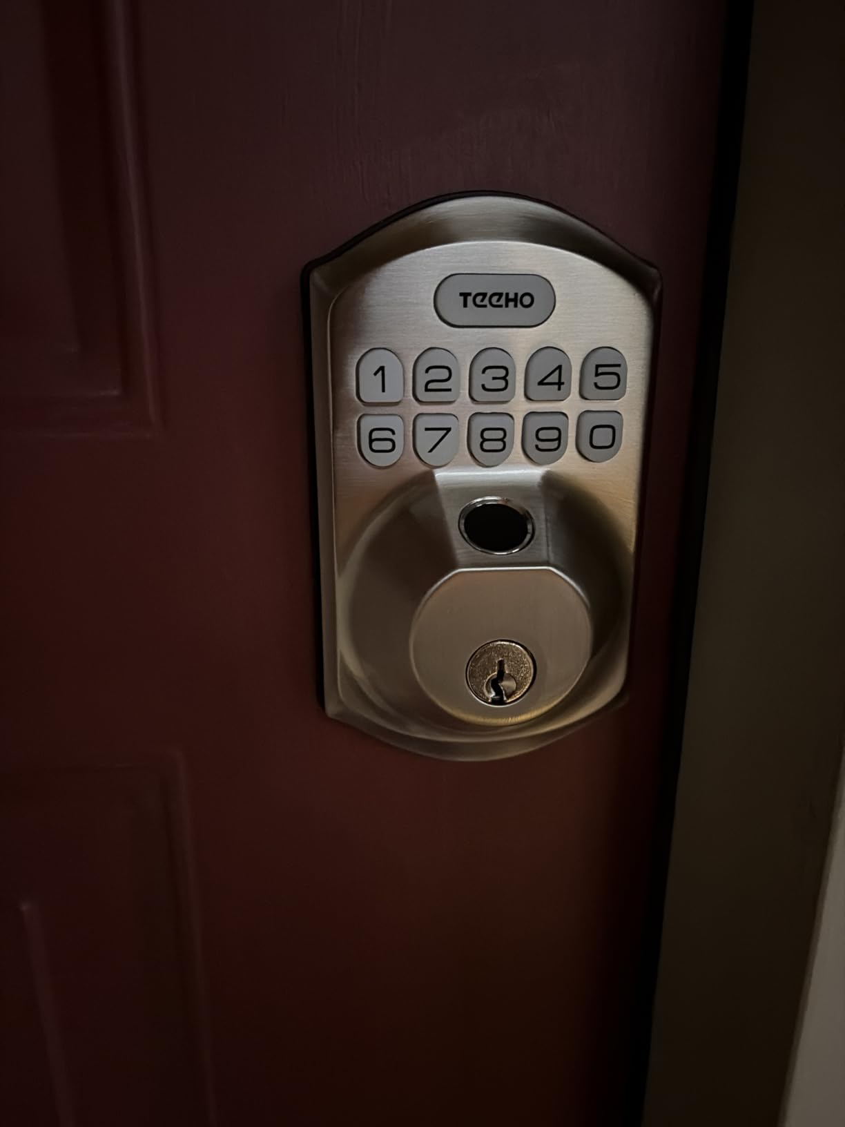 TEEHO TE002 Fingerprint Door Lock - Keyless Entry Electronic Keypad Deadbolt with 2 Backup Keys - Auto Lock - Easy Installation - Smart Locks for Front Door - Satin Nickel customer photo 1