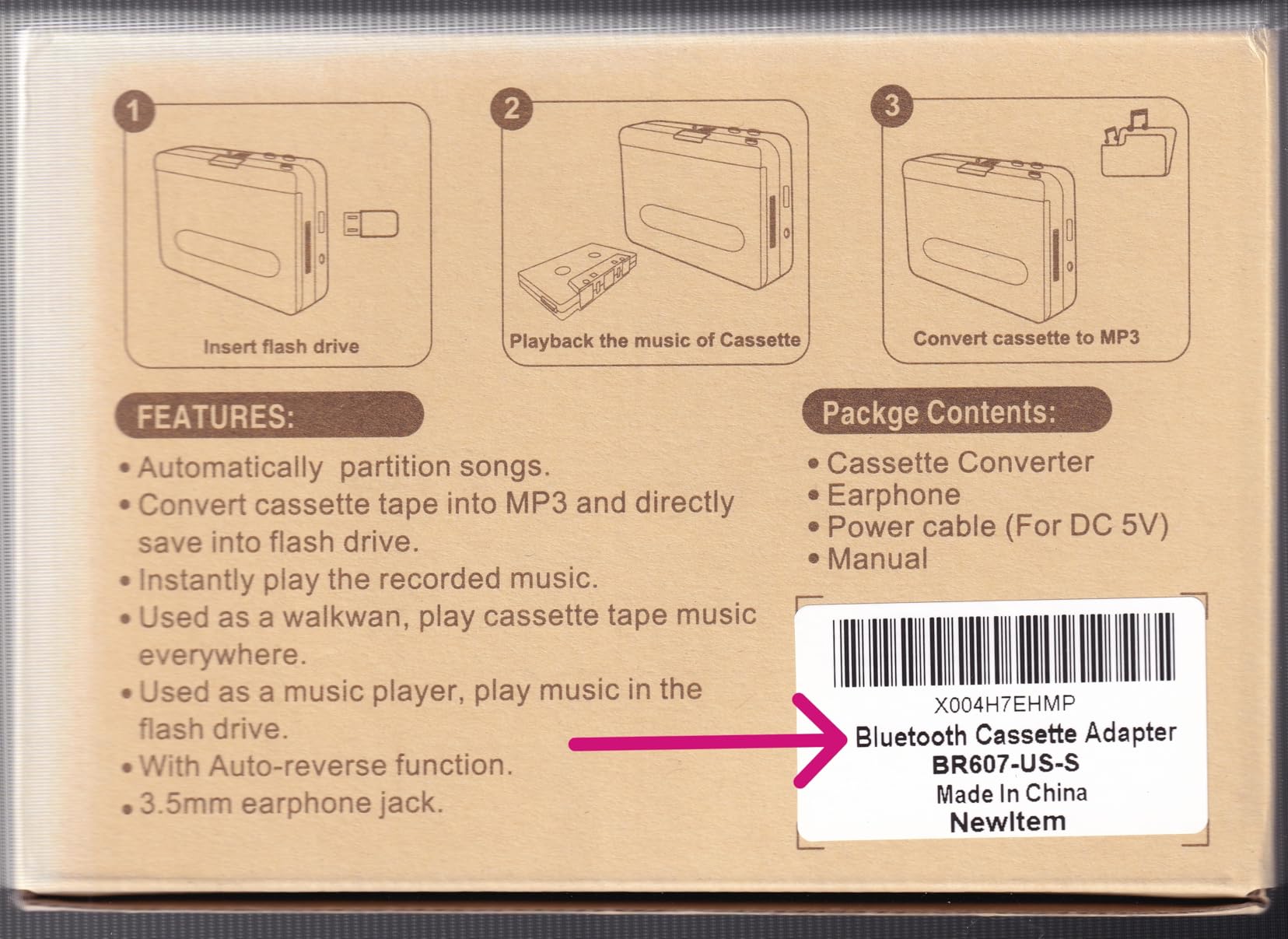 DIGITNOW USB Cassette Player, Portable Walkman Stereo Tape to MP3 Converter, Audio Music Recorder to MP3 Digital File Converter with Earphones, No PC Required, Black, BR607 customer photo 2