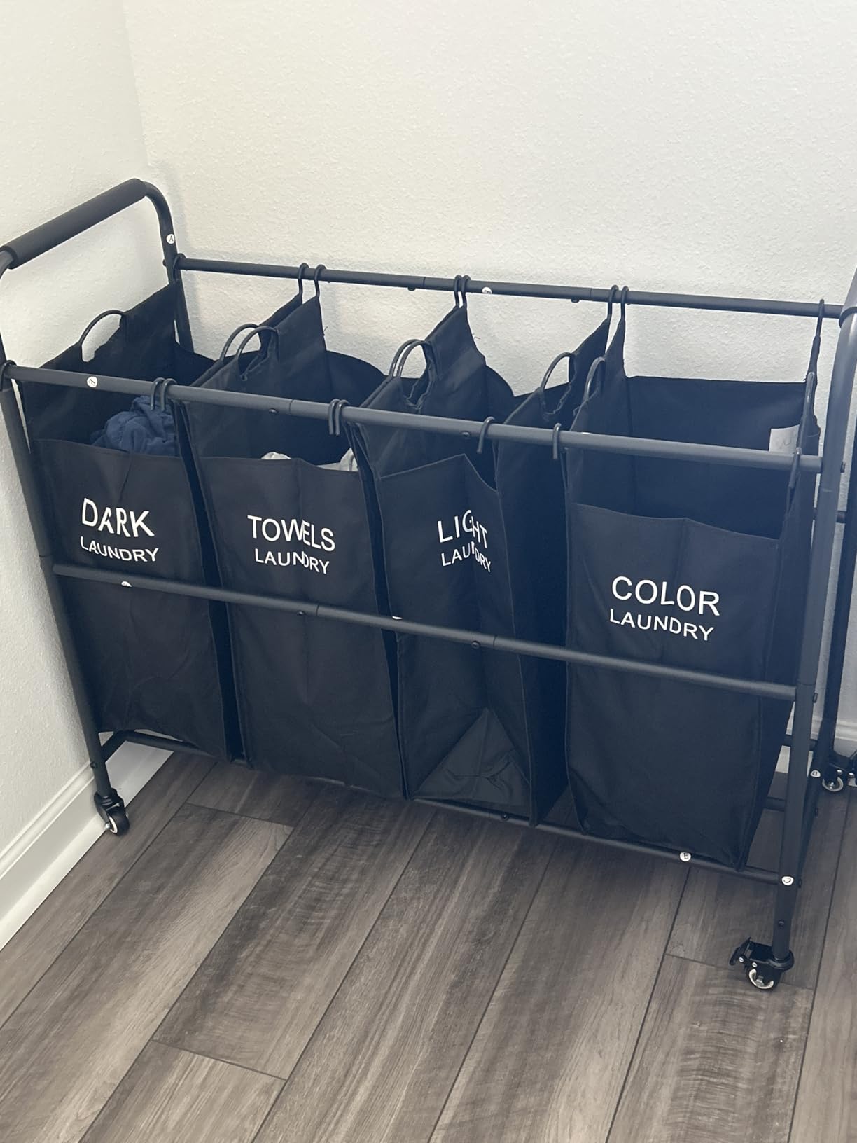 Tajsoon 4 Bag Laundry Sorter Cart, 4 Section Laundry Hamper Sorter with Heavy Duty Lockable Rolling Wheels, Laundry Separator Hamper with Removable Bags for Dirty Clothes Storage, 4 Colors - Customer Photo 2