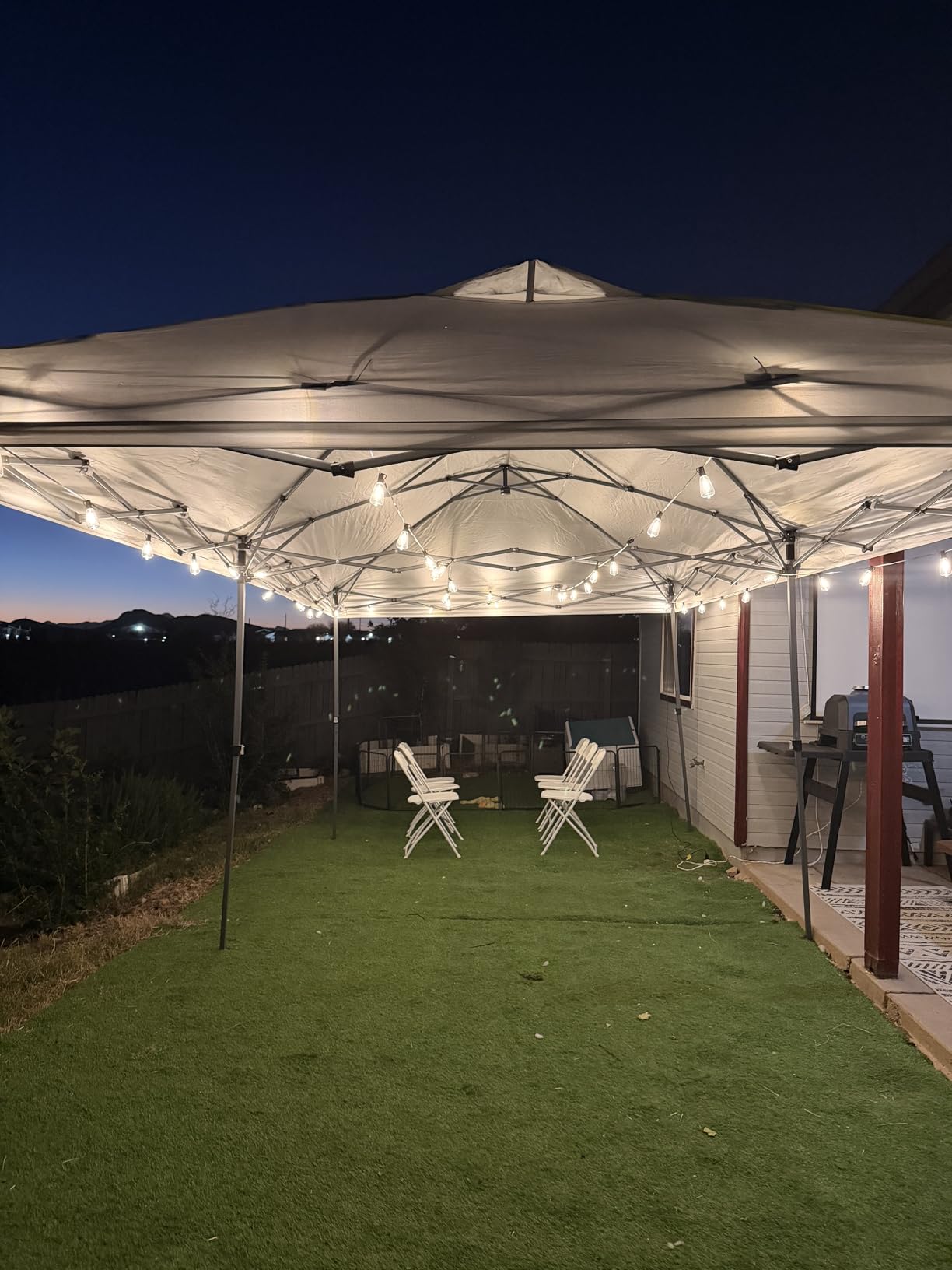 Brightever LED Outdoor String Lights 100FT Patio Lights with 52 Shatterproof ST38 Vintage Edison Bulbs, Outside Hanging Light Waterproof for Porch, Deck, Garden, Backyard, Balcony, 2700K Dimmable - Customer Photo 1