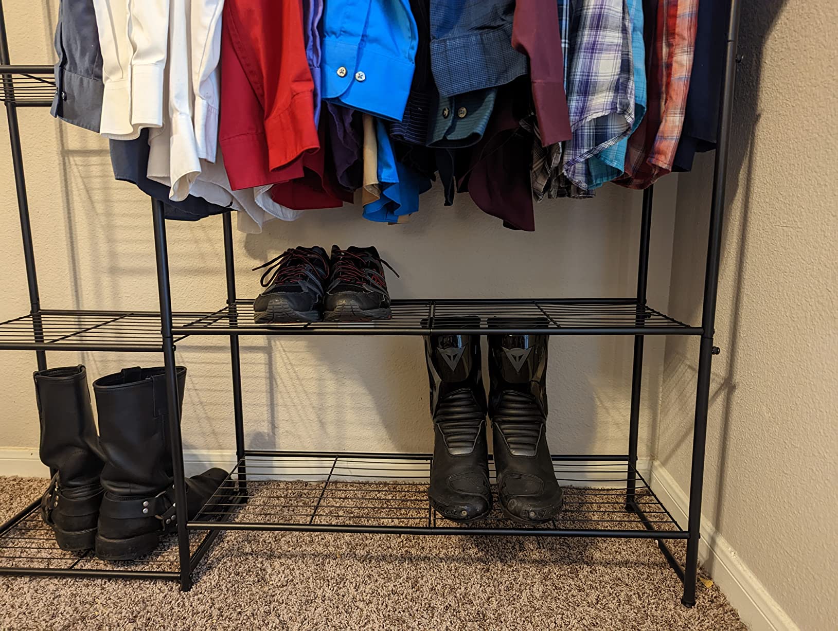 Neprock Wardrobe Closet, Portable Clothing Rack for Hanging Clothes, Free Standing Closet Organizers and Storage System with 4 Tiers Shelves for Cloakroom Bedroom, Black - Customer Photo 2