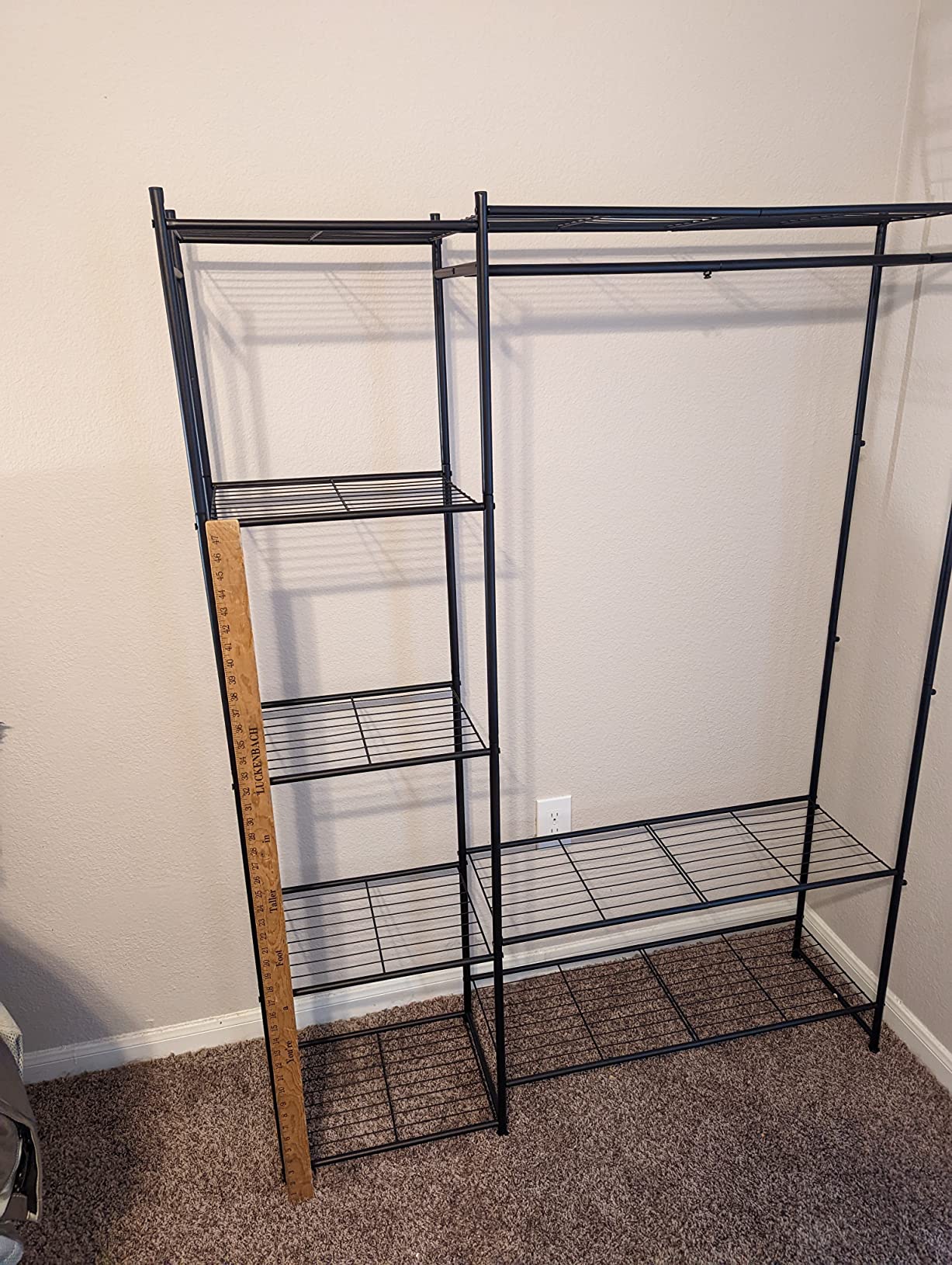 Neprock Wardrobe Closet, Portable Clothing Rack for Hanging Clothes, Free Standing Closet Organizers and Storage System with 4 Tiers Shelves for Cloakroom Bedroom, Black - Customer Photo 5