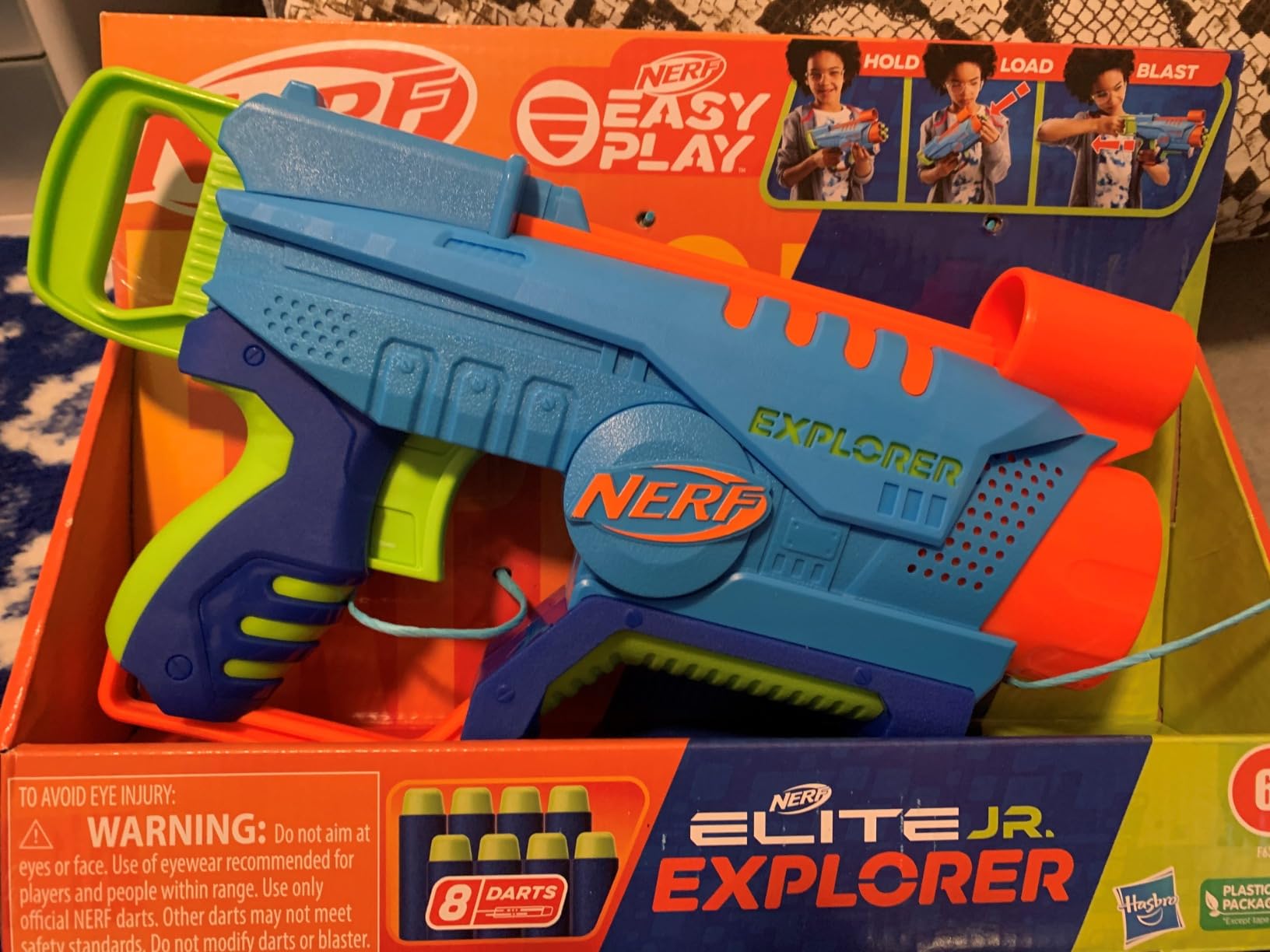 NERF Elite Junior Explorer Easy-Play Toy Foam Blaster, 8 Darts for Kids Outdoor Games, Ages 6 & Up Customer Review NERF Elite Junior Explorer Easy-Play Toy Foam Blaster, 8 Darts for Kids Outdoor Games, Ages 6 & Up - Customer Photo 1
