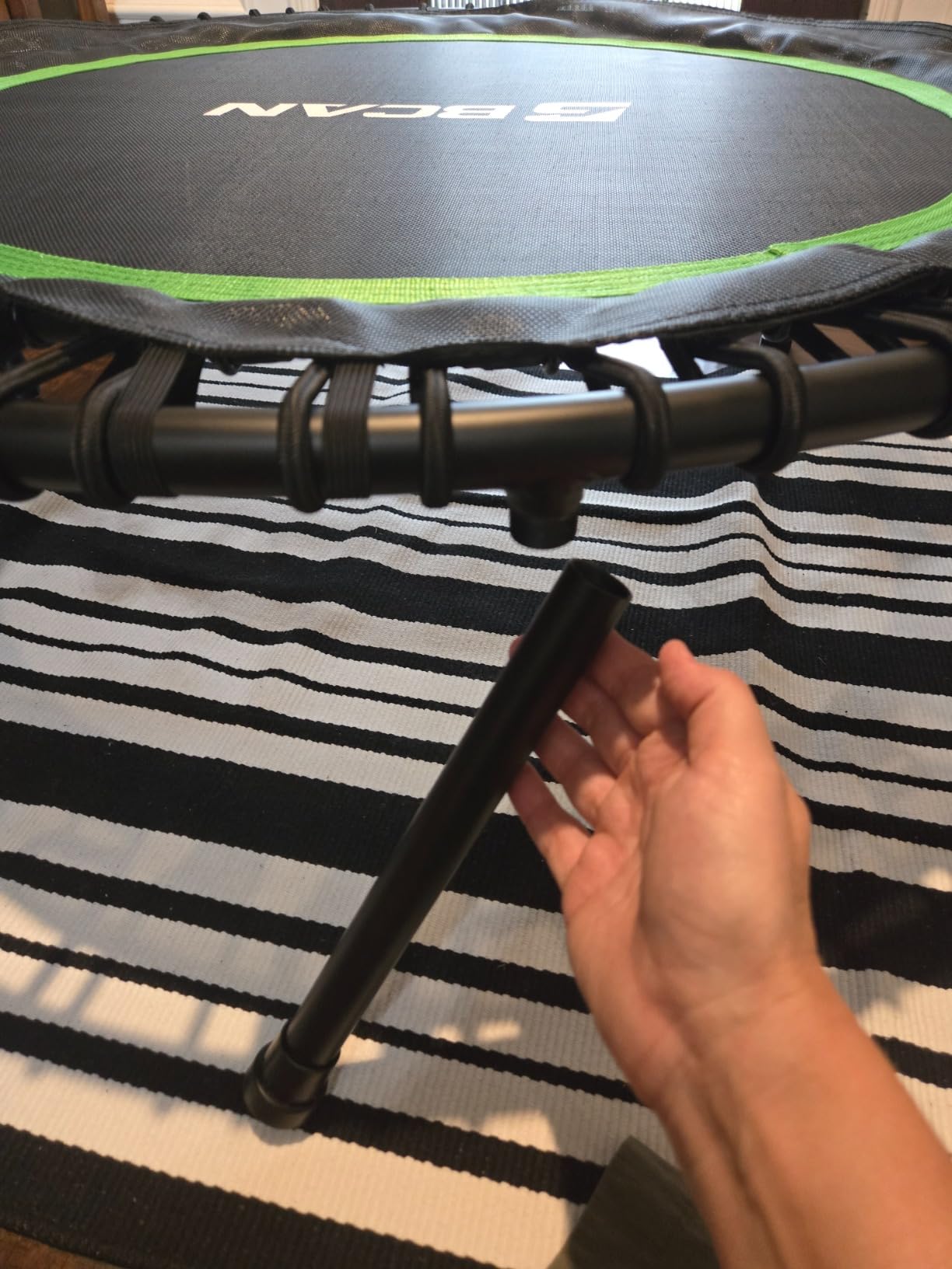 BCAN BT2 450/550LBS Mini Rebounder Trampoline for Adults with Bar, Fitness Trampoline with Bungees, Adjustable Handle, Stable & Quiet, Indoor Outdoor, Whole-Body Workout & Relaxation at Home-40IN/48IN - Customer Photo 2