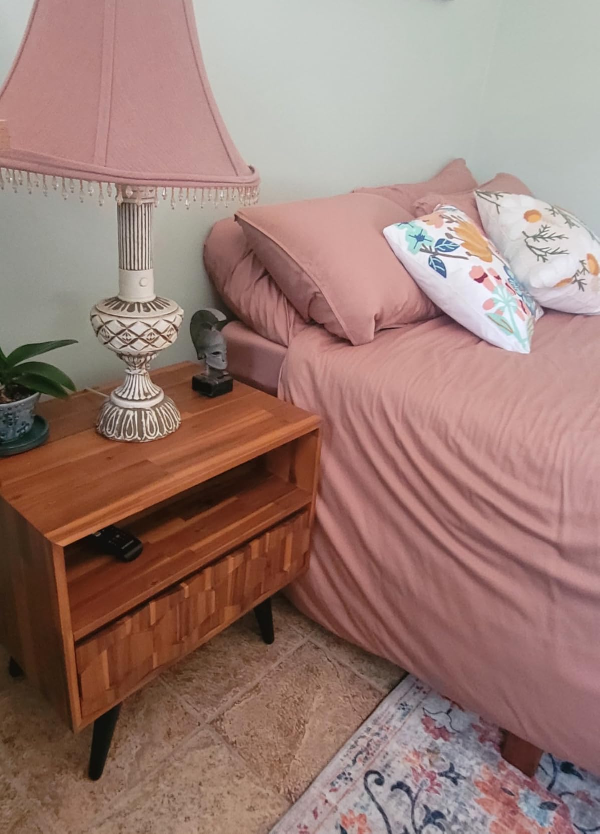 Bme Oliver Solid Wood Rattan Nightstand/Side Table/End Table, Fully Assembled, for Bohemian & Mid Century Style Bedroom and Living Room, Caramel Customer Review Bme Oliver Solid Wood Rattan Nightstand/Side Table/End Table, Fully Assembled, for Bohemian & Mid Century Style Bedroom and Living Room, Caramel - Customer Photo 1
