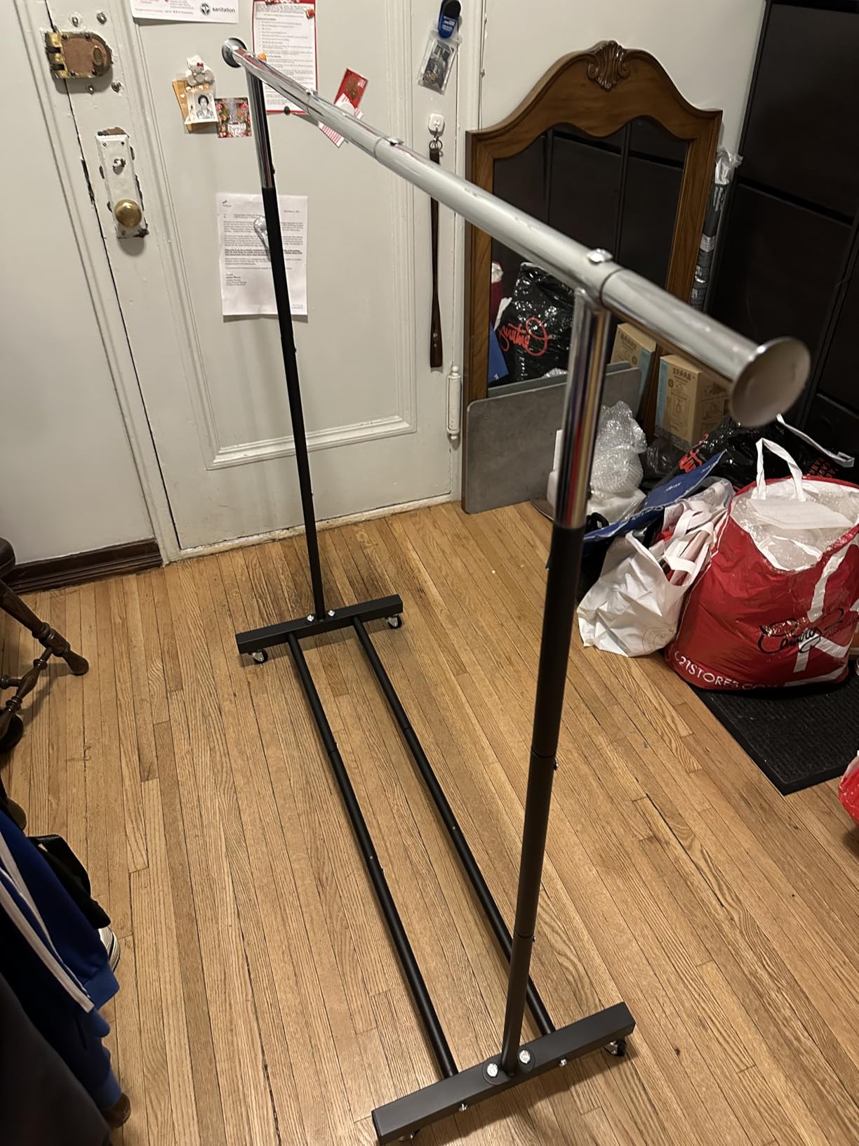 VICERII Clothing Rack, 55.51 Inch Heavy Duty Clothes Rack Rolling Garment Rack with Wheels and Bottom Shelf, 130LB Capacity Clothes Racks for Hanging Clothes, Coats, Shirts, Sweaters, Skirts, Black - Customer Photo 1