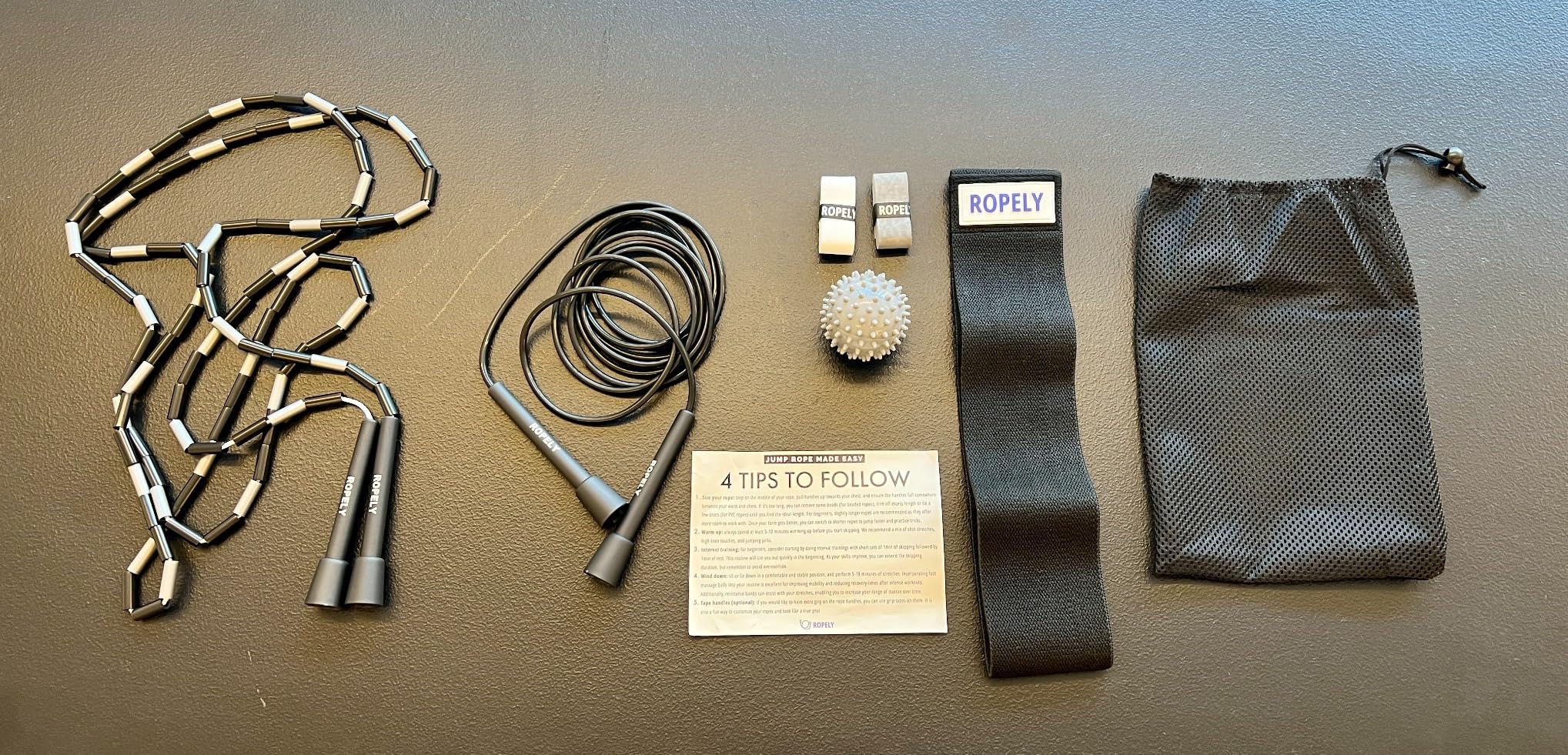 Ropely Skipping Rope 6-in-1 Set Jump Rope Beginner Friendly Kit with Tangle Free Segmented Beaded Rope, PVC Speed Rope, Massage Ball, Resistance Band, and Handle Tape, Adjustable Length (Purple/White) Customer Review Ropely Skipping Rope 6-in-1 Set Jump Rope Beginner Friendly Kit with Tangle Free Segmented Beaded Rope, PVC Speed Rope, Massage Ball, Resistance Band, and Handle Tape, Adjustable Length (Purple/White) - Customer Photo 3