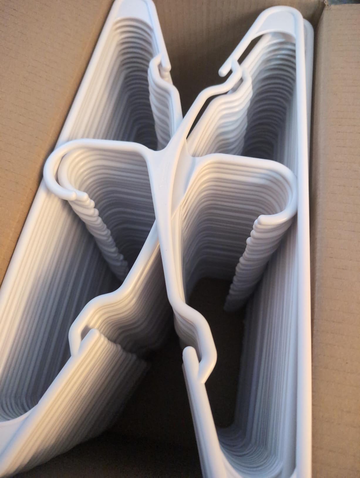 NEATERIZE Clothes Hangers Plastic 100 Pack for Adults - Plastic Hangers, The Perfect Coat Hanger and Space Saving Clothes Hangers for Closet - White Hangers - Customer Photo 2