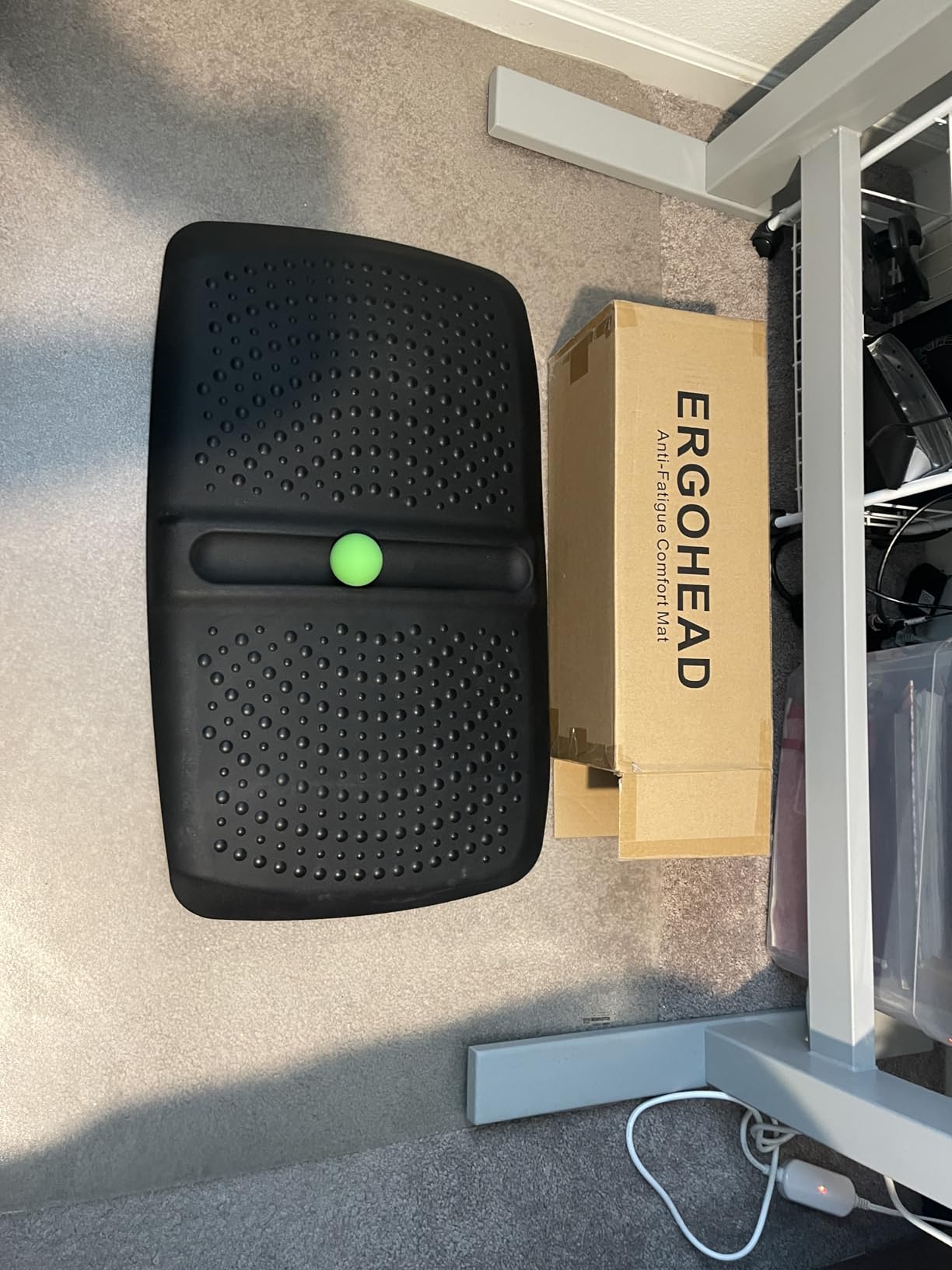 Ergohead 1 inch Thick Anti Fatigue Kitchen Mat Standing Mat with Massage Ball, Non Slip Standing Desk Mat with Massage Point, Multi-Purpose Comfort Floor Mat for Feet, Office, Home (Black, 17