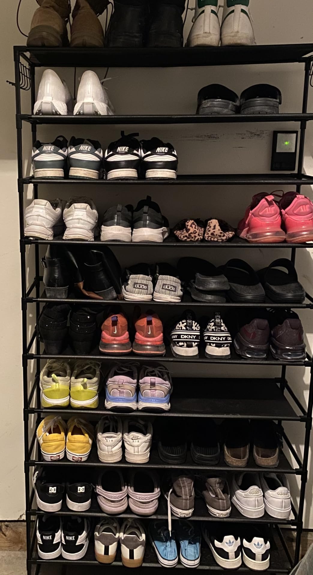 VTRIN 10 Tier Shoe Rack Tall Large Capacity 50 Pair Wide Shoe Organizer with Two Hooks Sturdy Metal Shoe Shelf for Entryway, Closet, Bedroom - Customer Photo 2