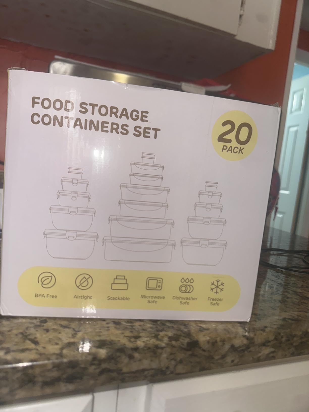 JSCARES 40 PCS Food Storage Containers with Lids Airtight (20 Lids &20 Containers) - Leakproof Meal-Prep Containers for Kitchen Storage Reusable Plastic Microwave/Dishwasher Safe with Labels & Pen - Customer Photo 2