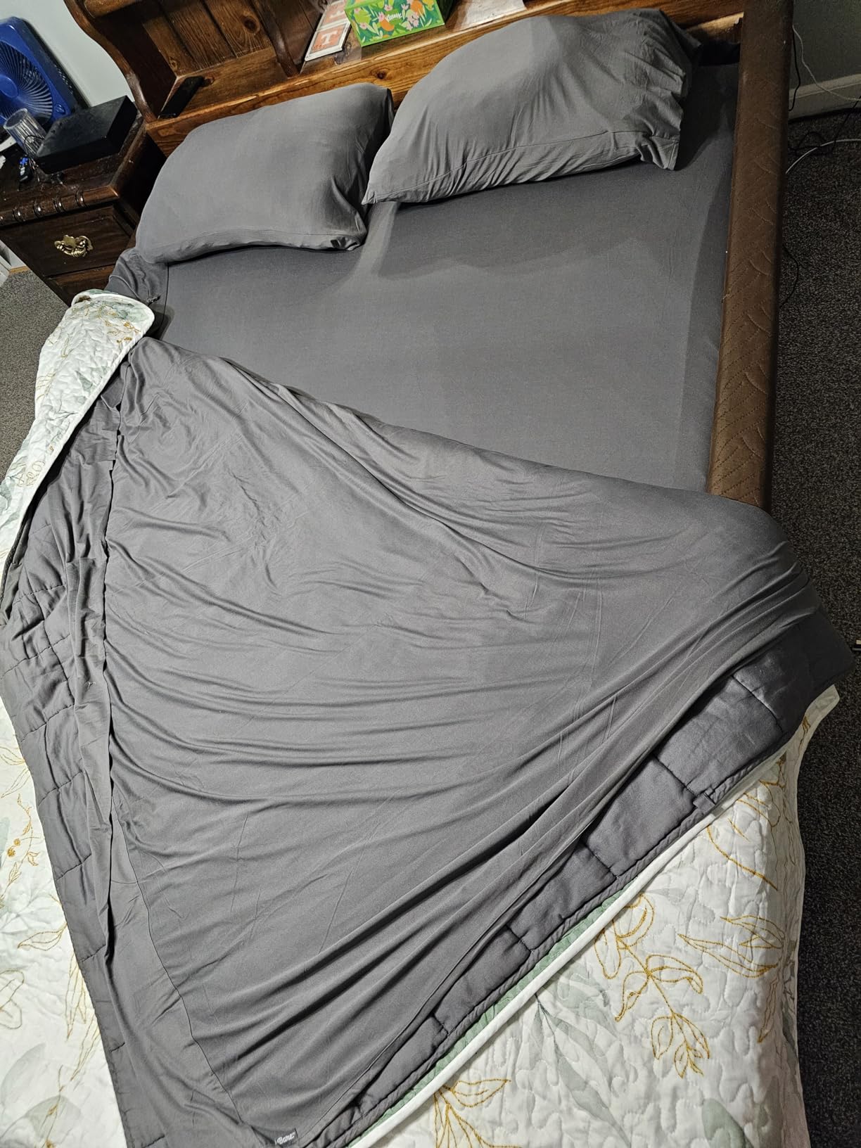 Bare Home Cooling Performance Jersey Knit Stretch Sheet Set, Moisture-Wicking & Breathable, 4-Way Stretch Bed Sheets, Envelope Pillowcases (Queen, Black) - Customer Photo 1
