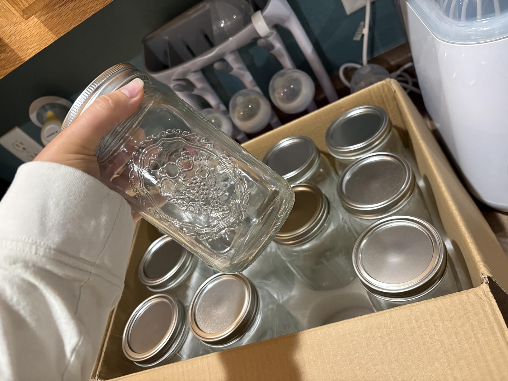 Wide Mouth Mason Jars 32 oz - 12 Pack Large Glass Mason Jars with Airtight Lids and Bands, 1 Quart Glass Jars for Pickling, Canning, Fermenting and Food Storage, Microwave & Dishwasher Safe - Customer Photo 1