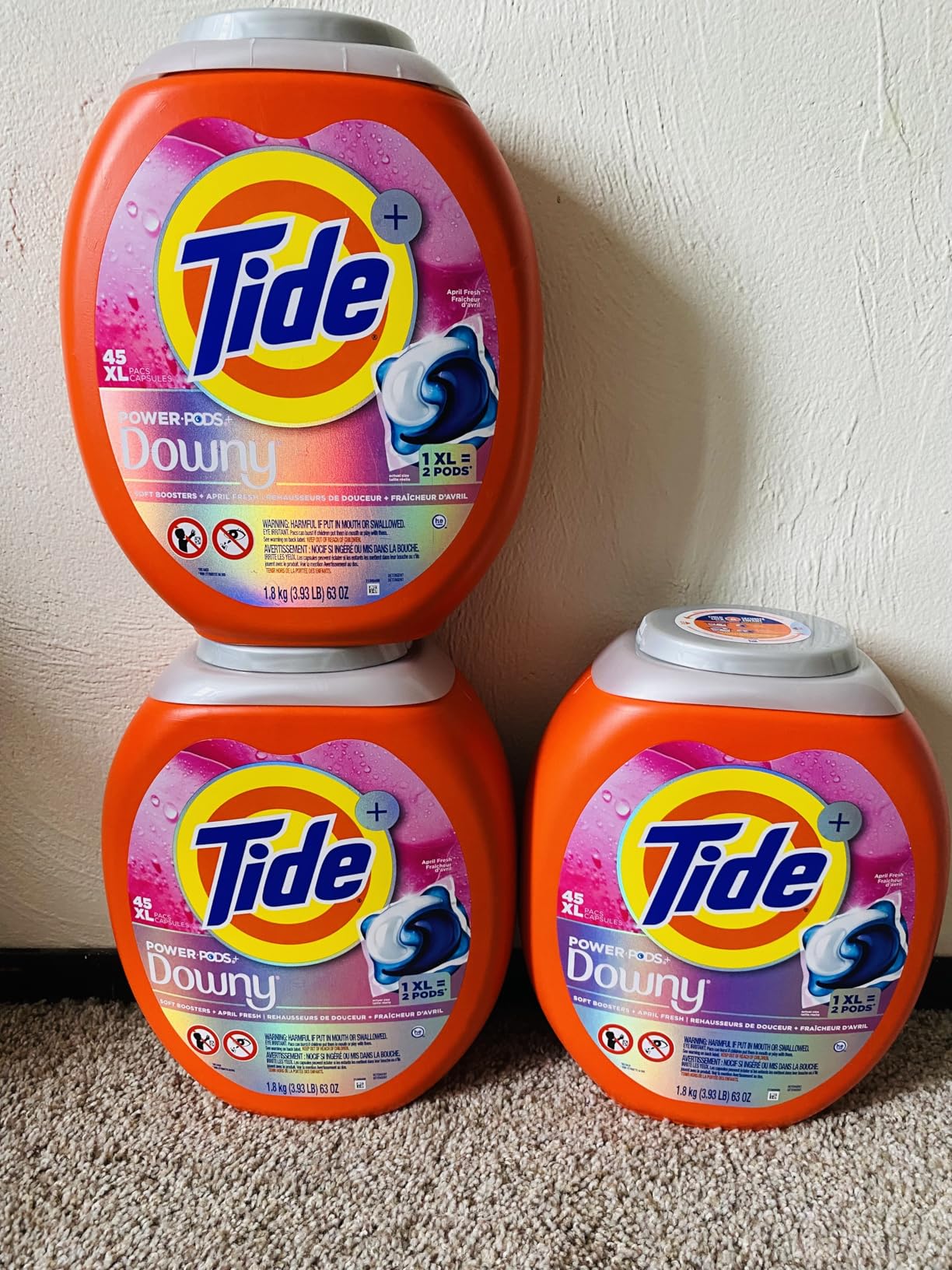 Tide Power PODs + Downy Laundry Detergent Pods, 45 Count, Soft Boosters + April Fresh - Customer Photo 2