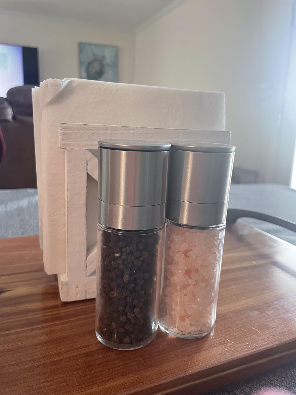 Gulex Salt and Pepper Grinder Set, Pepper Mill, Sea Salt Shaker Grinder Refillable, Adjustable Coarseness, Stainless Steel with Ceramic Rotor - Customer Photo 2