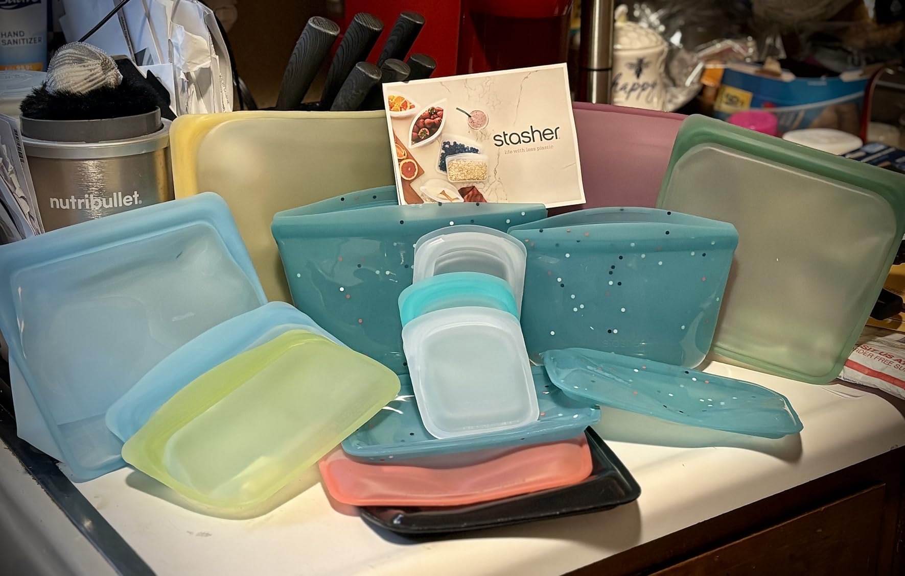 Stasher Silicone Reusable Storage Bags, 4-Pack, Reusable Freezer Bags, Microwave, Dishwasher, Oven Safe, Sous Vide, Premium Lunch Containers, Eco Friendly, Food Storage Bags, Snack Bags, Clear - Customer Photo 2