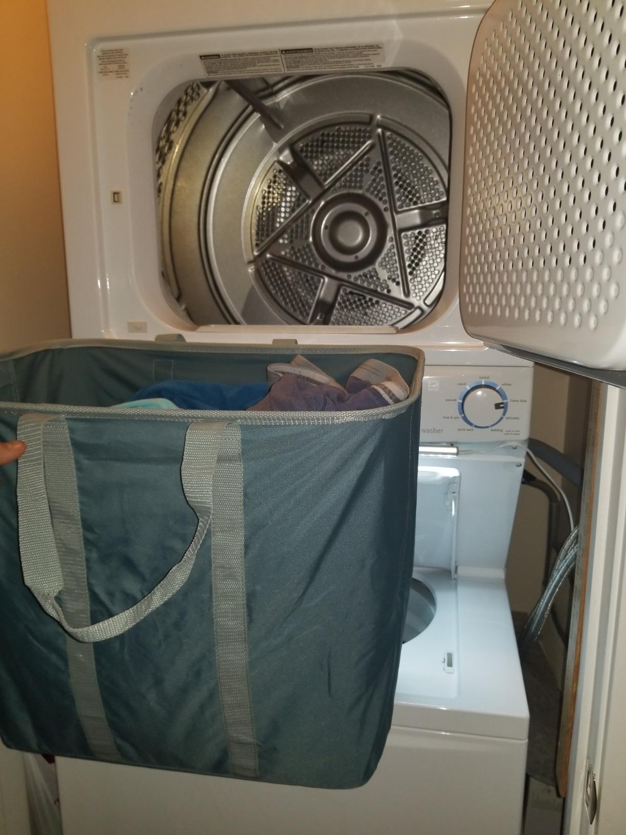 CleverMade Collapsible Laundry Caddy – Foldable Laundry Hamper & Tote, XXL 64L Pop-Up Laundry Basket with Handles, Space-Saving Laundry Organizer for Home, Dorm, Closet & Travel, 2 Pack - Black Gray - Customer Photo 1