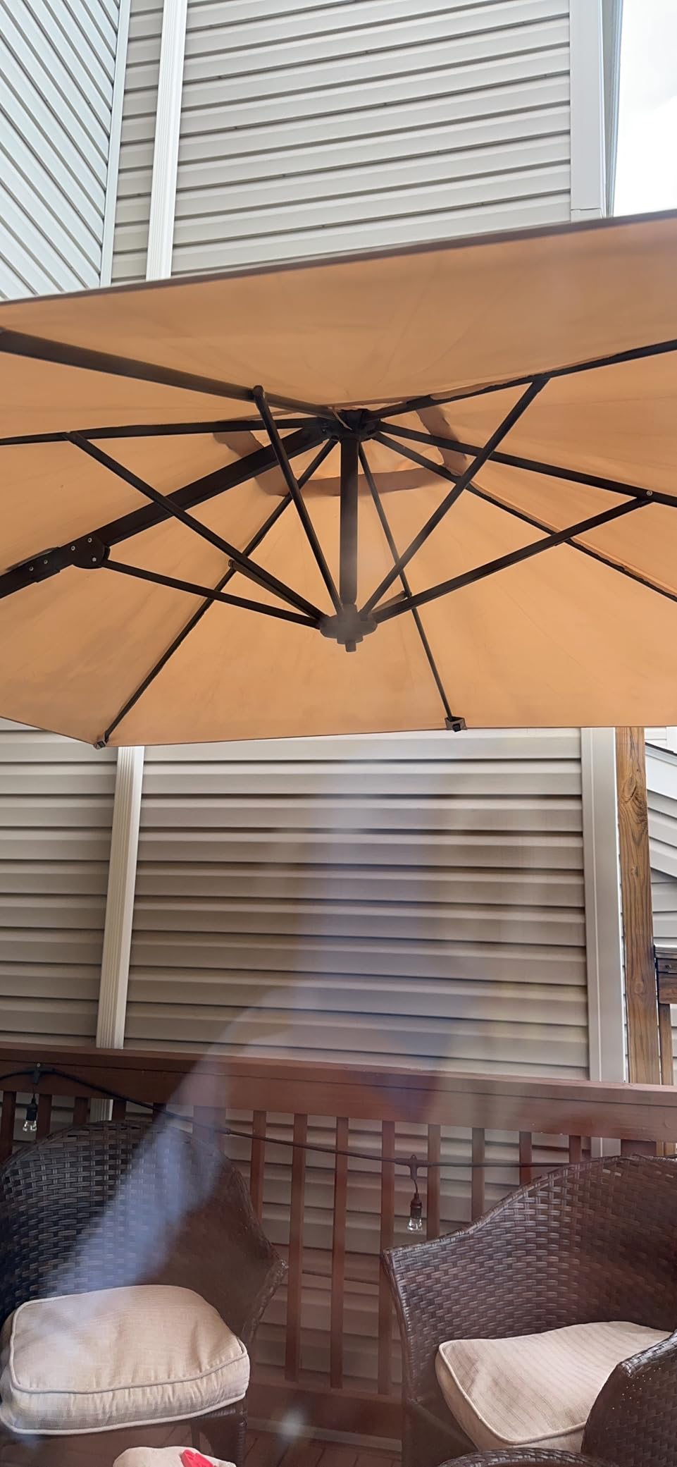 wikiwiki 10x13FT Rectangular Cantilever Patio Umbrella, Offset Umbrella Outdoor Patio with 360° Rotation and Unlimited Tilting System, Heavy Duty Large Umbrella with Cross Base, Beige Customer Review wikiwiki 10x13FT Rectangular Cantilever Patio Umbrella, Offset Umbrella Outdoor Patio with 360° Rotation and Unlimited Tilting System, Heavy Duty Large Umbrella with Cross Base, Beige - Customer Photo 1