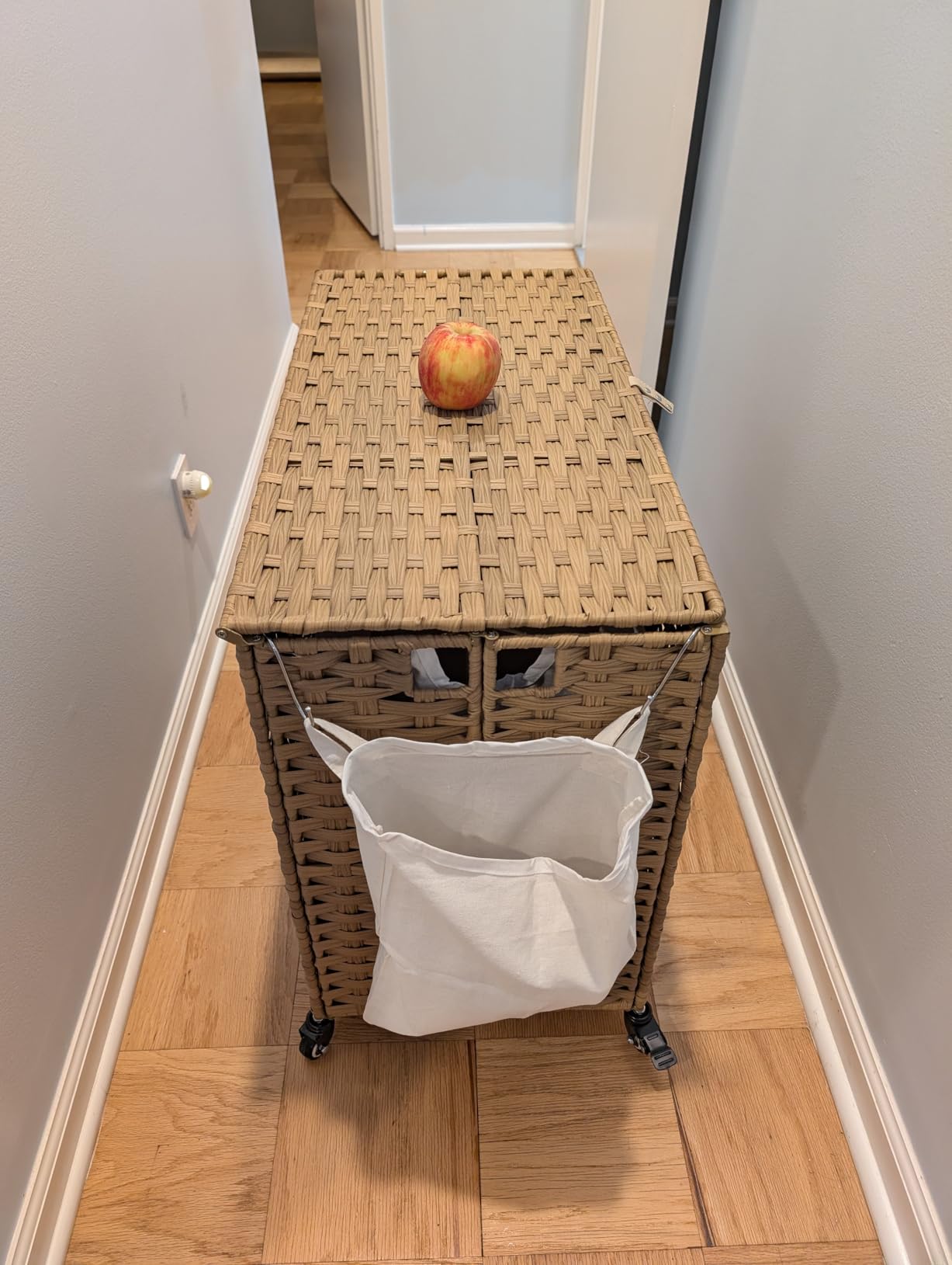 Laundry Hamper with Wheels, 52.8 Gallon(200L) Rolling Laundry Basket with Lid, 3-Section Rattan Clothes Hamper with 3 Removable Liner & 3 Mesh Bags, Laundry Sorter with Side Pocket, Brown - Customer Photo 2