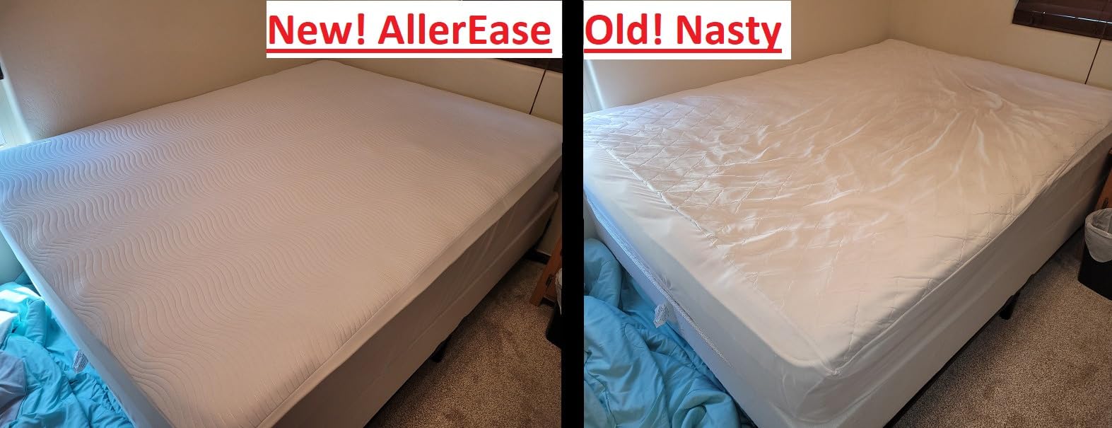AllerEase CleanBoost Plush Knit Mattress Protector Waterproof Particle Barrier Temperature Balancing Soft Plush Comfort Machine Washable Fitted Cover with Elastic Anchor Bands Mattress Cover, Queen - Customer Photo 1