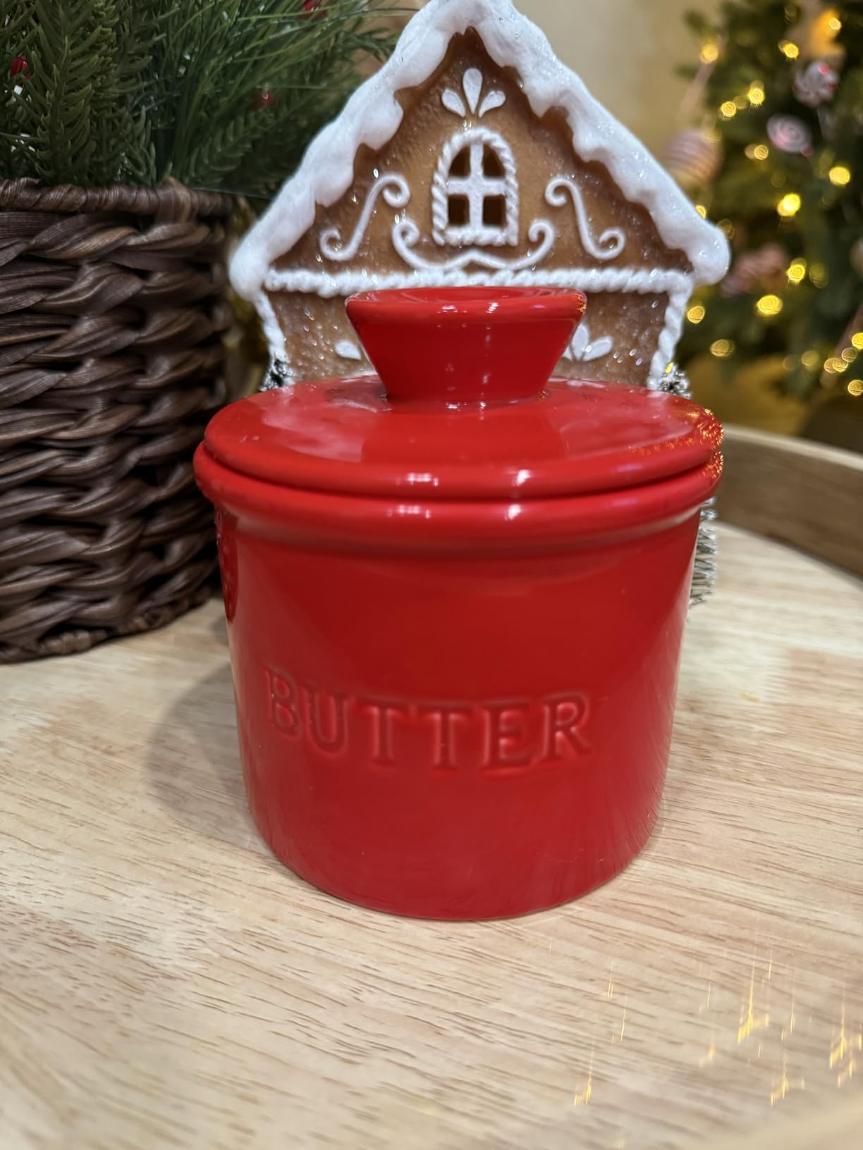 Butter Crock with Lid for Countertop - Ceramic French Butter Dish for Spreadable Soft Butter, Butter Container Holder with a Water Seal, Housewarming Gift, Kitchen and Home Decor, Speckled White - Customer Photo 2