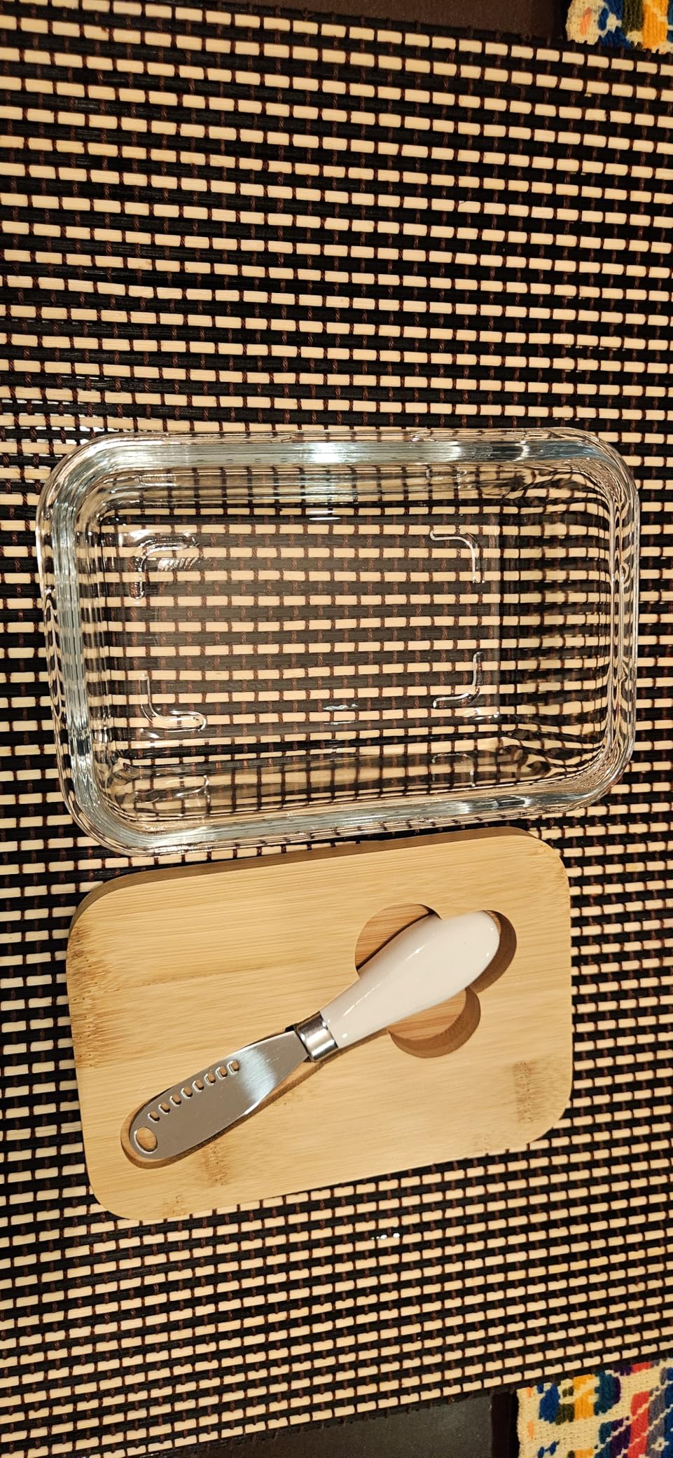 Glass Butter Dish with Bamboo Lid and Knife, Airtight Seal for Freshness, Large Butter Dish for East and West Coast Butter, Ideal for Countertop and Refrigerator Storage, Premium Glass Butter Keeper - Customer Photo 1