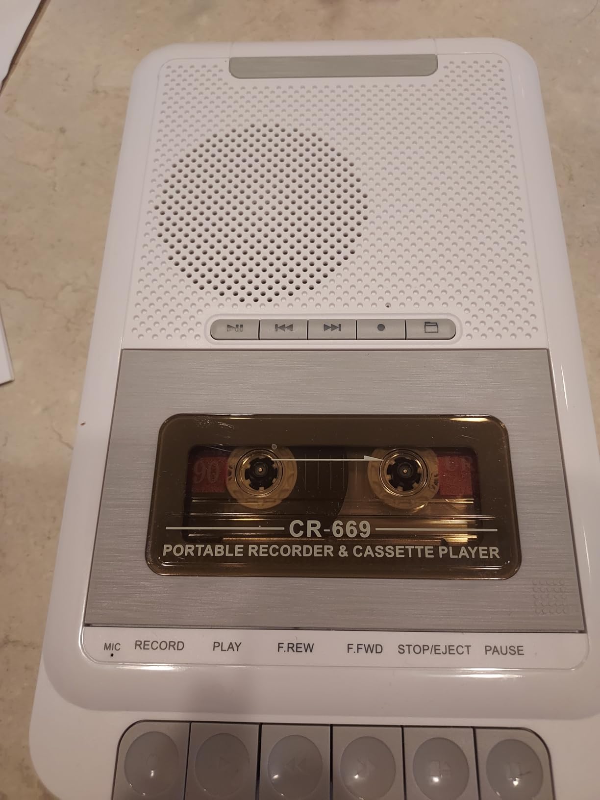 Cassette Player Recorder Converter,Record to Cassettes/USB/SD Card via Mic, Portable Cassette to MP3 Music via U Disk/SD Card or PC, Cassette Tape Player with Headphone Jack,Retractable Handle (White) customer photo 2