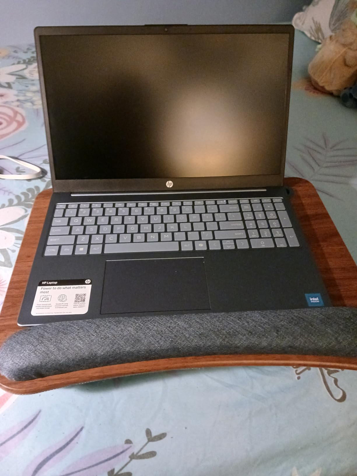 LAPGEAR Portable Laptop Lap Desk with Pillow Cushion, Anti-Slip Strip, Tablet or Phone Storage Slot, Pen and Pencil Pocket, and Wrist Rest - White Oak Woodgrain - Fits 15.6