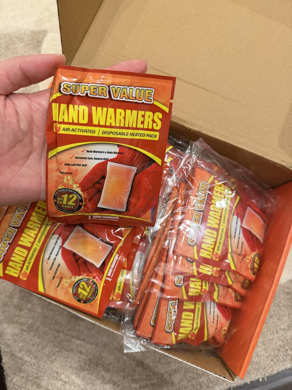 Hand Warmers Disposable 125Pcs, Long-Lasting Up to 12 Hours for Warm Body, Safe Portable Hand Warmers for Hand and Foot Customer Review Hand Warmers Disposable 125Pcs, Long-Lasting Up to 12 Hours for Warm Body, Safe Portable Hand Warmers for Hand and Foot - Customer Photo 2