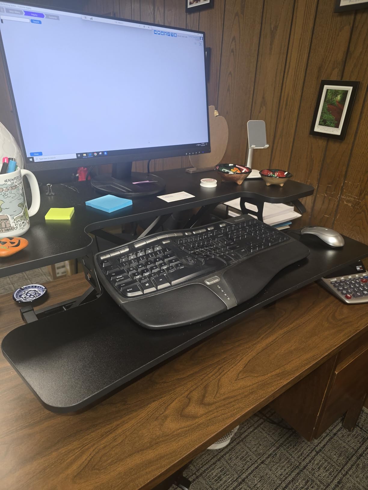 FLEXISPOT 36-inch Standing Desk Converter Height Adjustable Sit to Stand Up Workstation, Dual Monitor and Laptop Riser with Wide Keyboard Tray, Black Customer Review FLEXISPOT 36-inch Standing Desk Converter Height Adjustable Sit to Stand Up Workstation, Dual Monitor and Laptop Riser with Wide Keyboard Tray, Black - Customer Photo 2