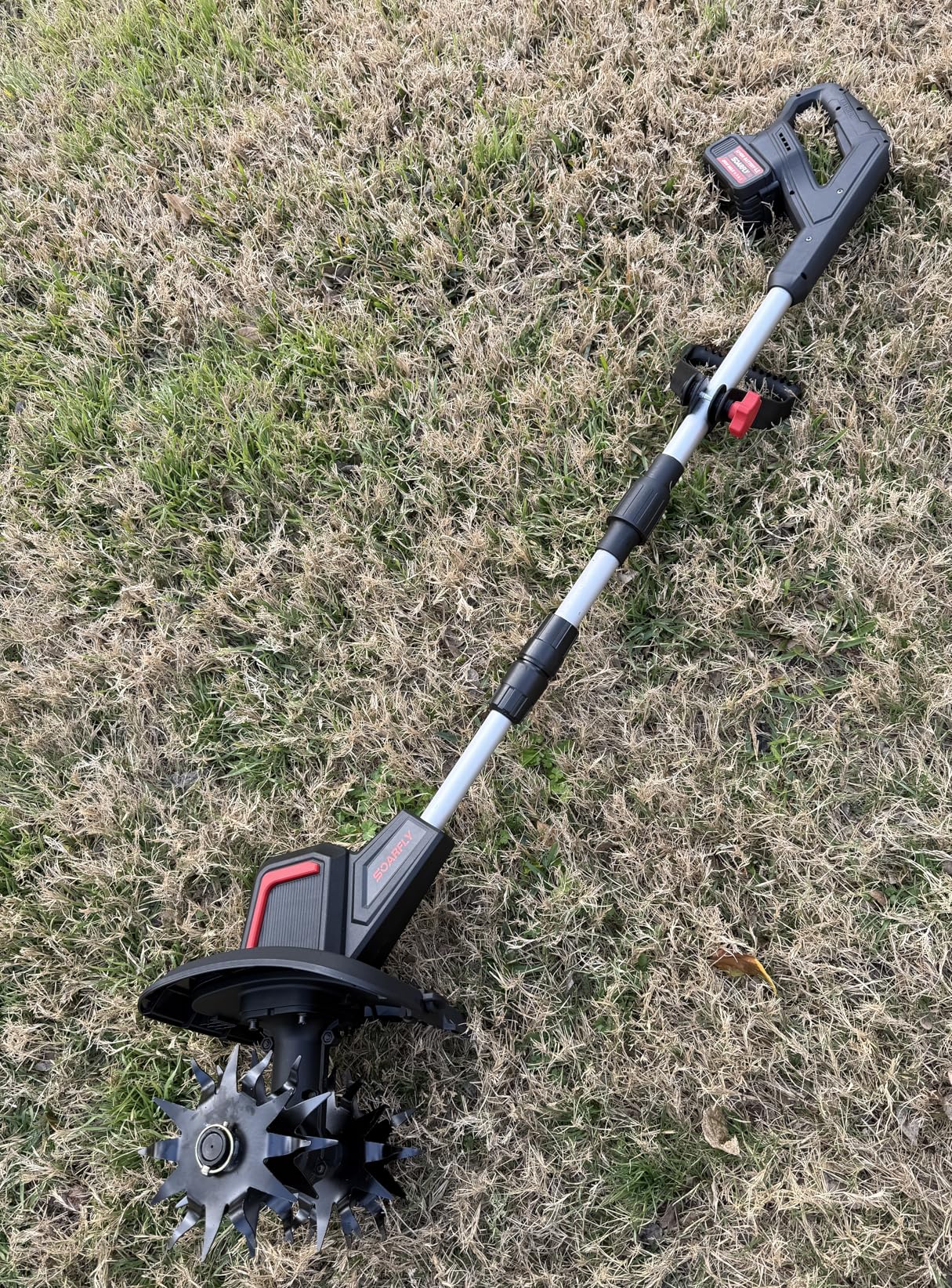 Upgraded Cordless Electric Tiller for Gardening, Total 8.0Ah Battery Powered Mini Cultivator with 2x4.0AH Batteries, 9