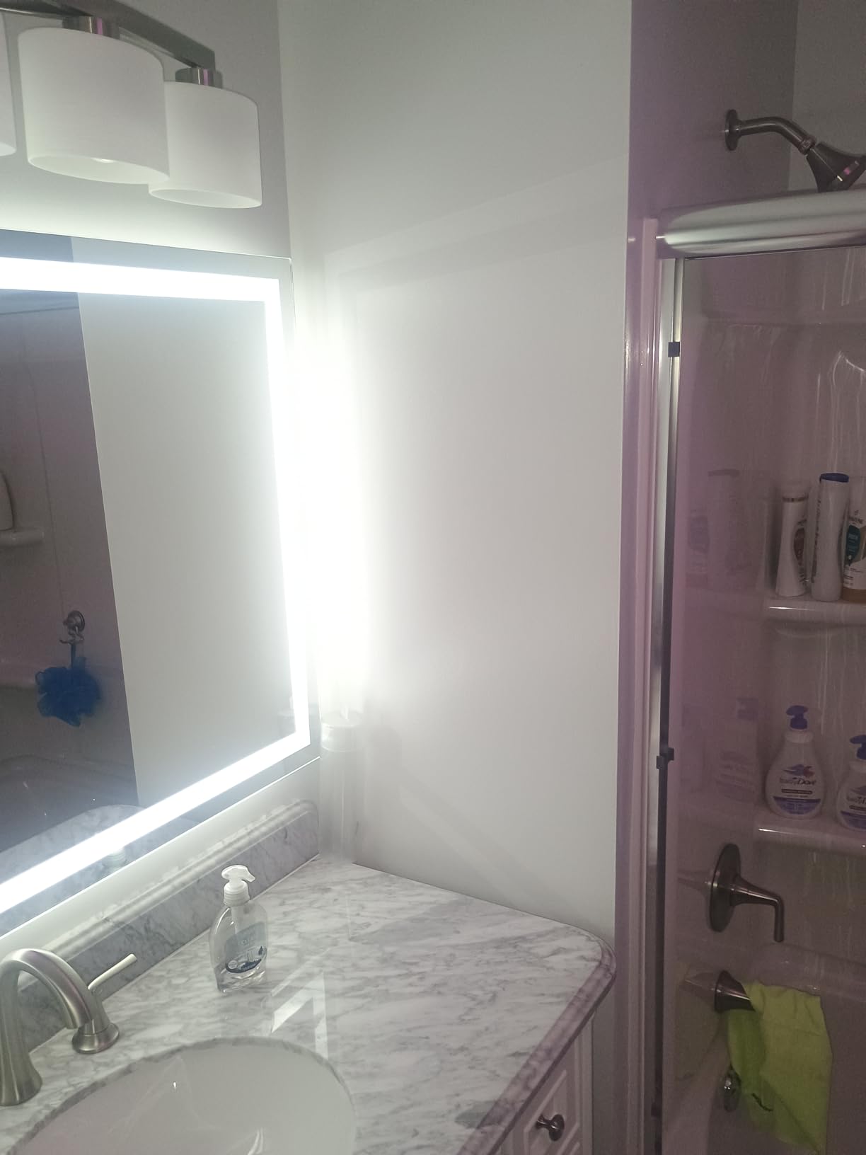 TETOTE LED Bathroom Mirror 22 x 30 Inch Lighted Bathroom Vanity Mirror with Lights, Brighter Frontlit and Backlit Light up Anti Fog Mirror, 3-Color Dimmable, Shatterproof Tempered Glass, Waterproof customer photo 2