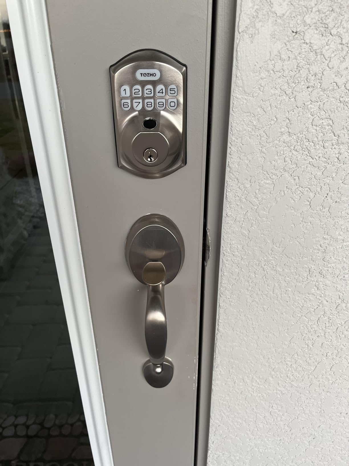 TEEHO TE012W WiFi Smart Lock, Fingerprint Door Lock with Built-in Wi-Fi, Keyless Entry Keypad Smart Deadbolt, App Remote Control, Alexa Compatible, IP55 Waterproof for Front Door - Satin Nickel customer photo 2