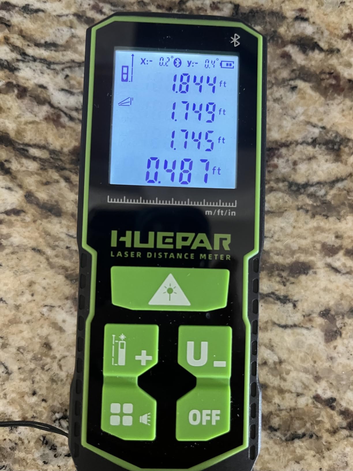 Huepar 330Ft Green Laser Measurement Tool with APP Control, Rechargeable Bluetooth Distance Meter 1/16 High Accuracy, Angle Sensor, Multiple Modes, IP54 Waterproof Durable for Home & Construction customer photo 2