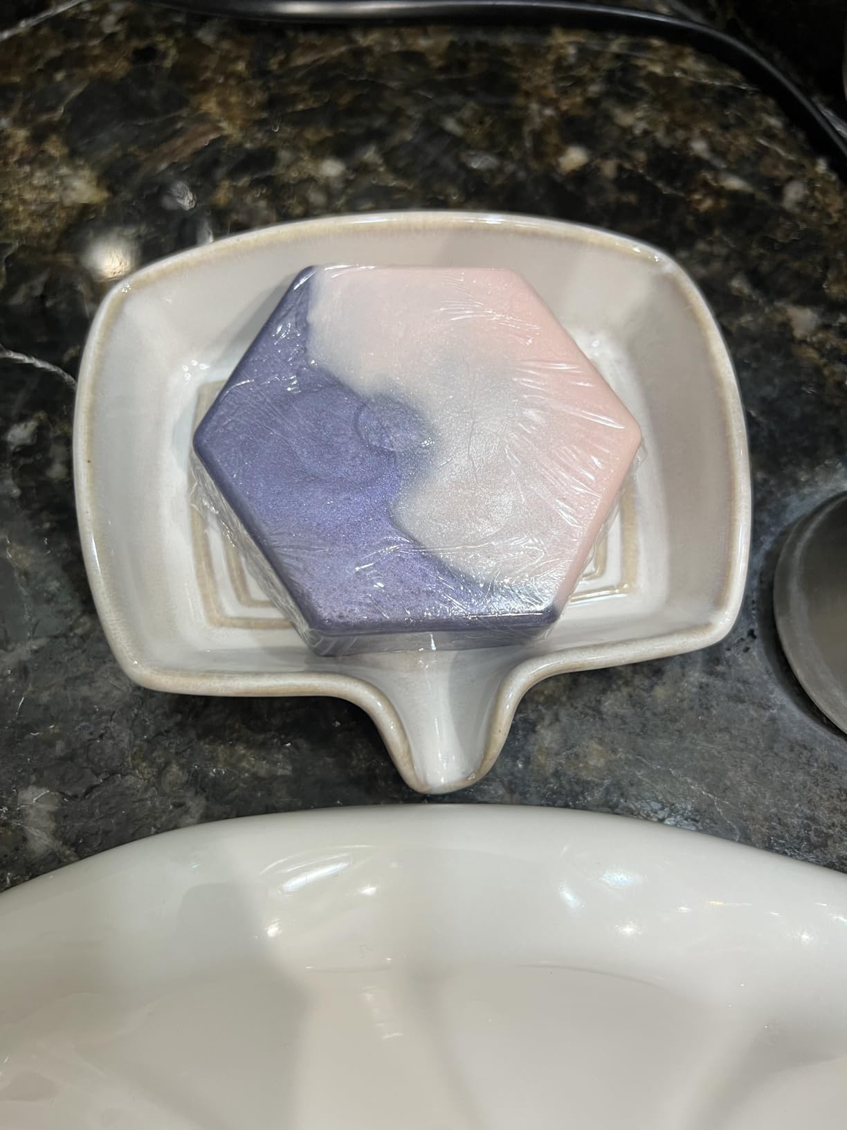 Self Draining Soap Dish, Ceramic Drain Soap Holder Waterfall Design Soap Saver for Shower, Bathroom, Sink, Kitchen and Countertop, Keeps Dry, Green - Customer Photo 1