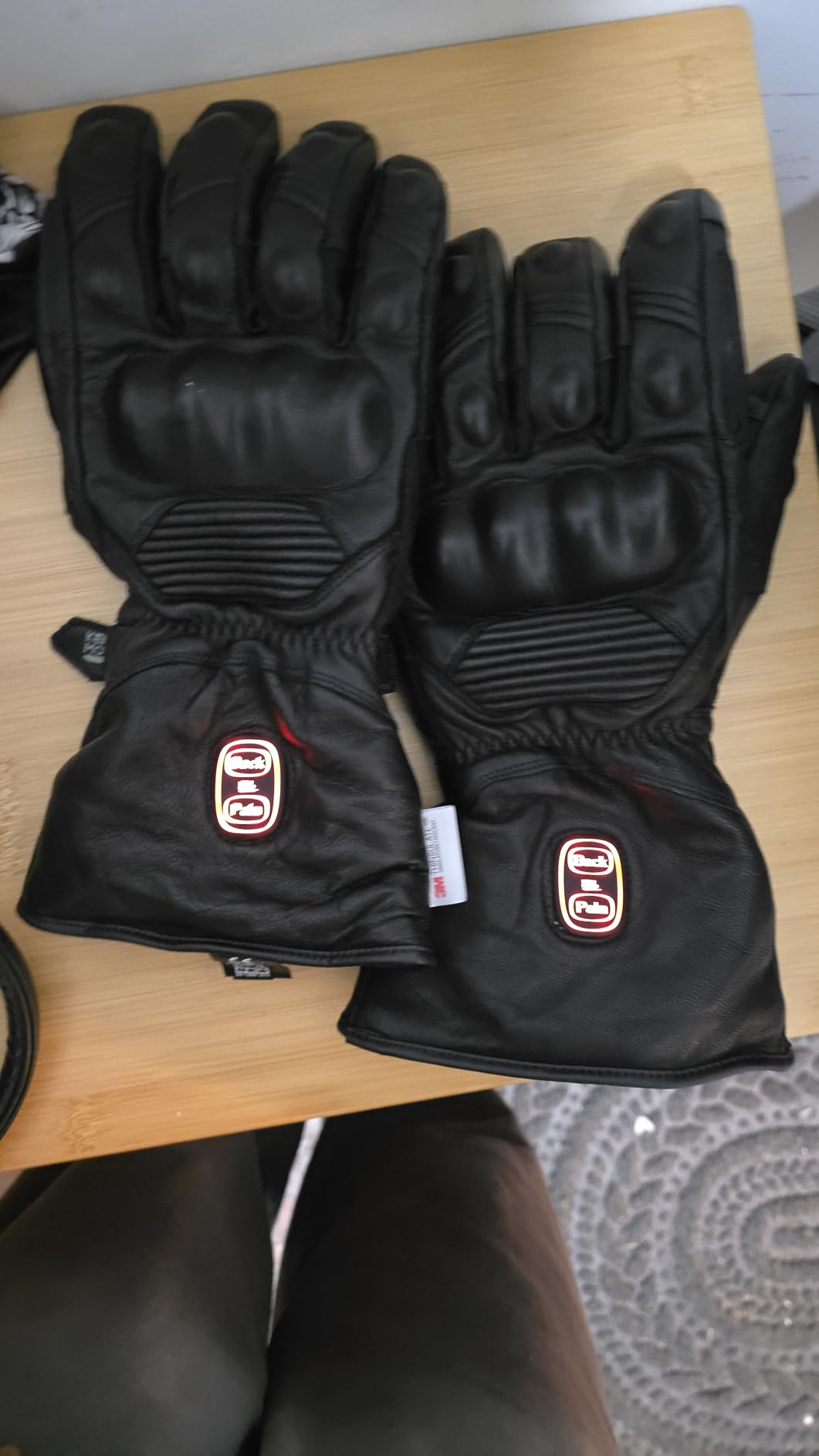 KEMIMOTO Heated Leather Motorcycle Gloves for Men with Hard Protective Shields, Sheepskin Heating Gloves, 7.4V 3000mAh Rechargeable Battery, Waterproof, Touchscreen Compatible customer photo 2