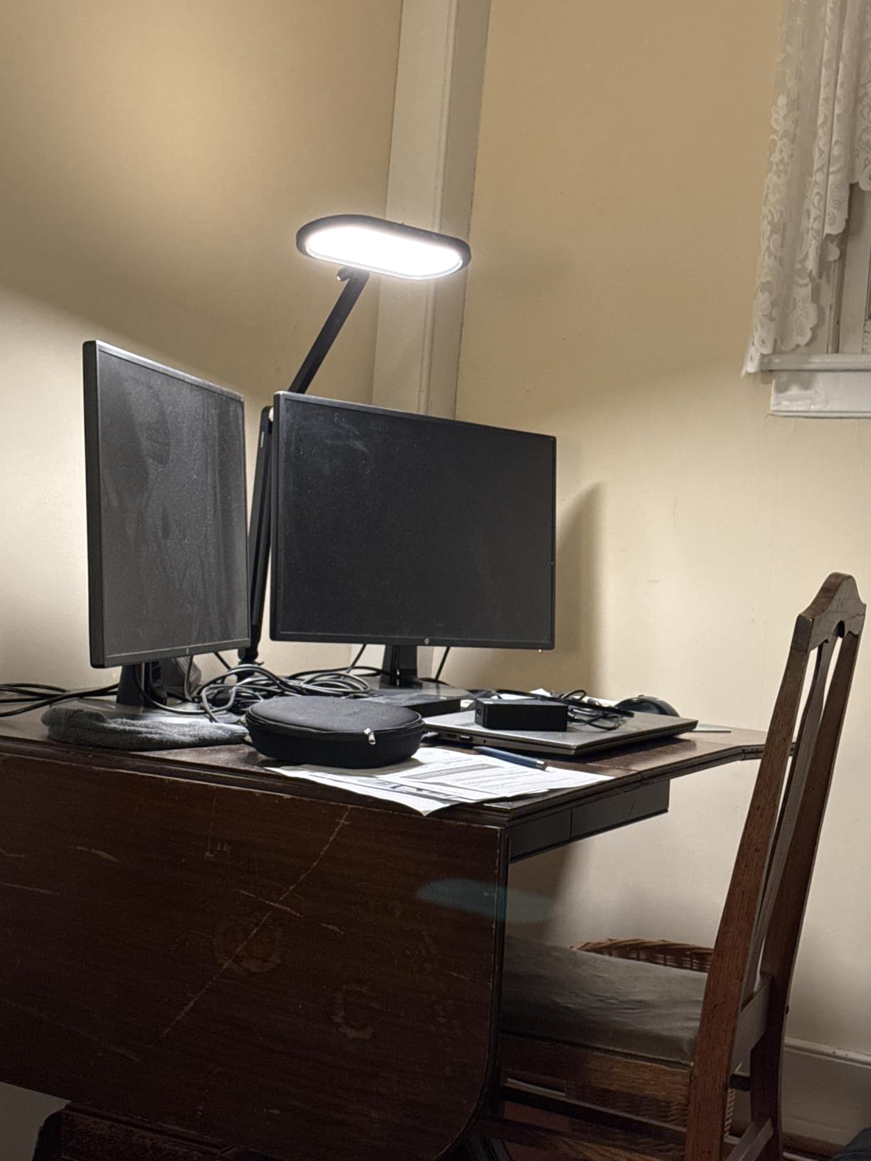 Premium LED Desk Lamp for Home Office – Eye-Caring Double Side Light with Knob Remote, Stepless Dimming & Color, Memory, Metal Table Lamp for Zoom, Studying, Video Conference, Flicker-Free, Glare-Free - Customer Photo 1