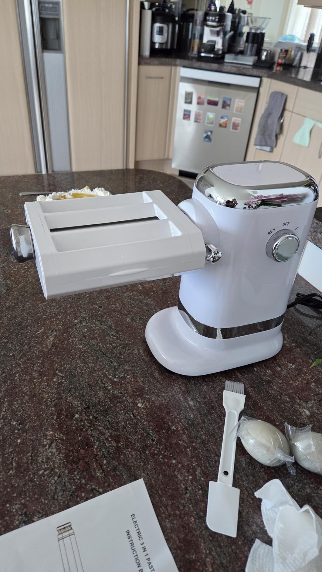 GVODE Electric Pasta Maker - 3-in-1 Pasta Sheet Roller & Cutter Set 700W Max Motor, includes Fettuccine & Spaghetti Maker with Cleaning Brush, White Customer Review GVODE Electric Pasta Maker - 3-in-1 Pasta Sheet Roller & Cutter Set 700W Max Motor, includes Fettuccine & Spaghetti Maker with Cleaning Brush, White - Customer Photo 2