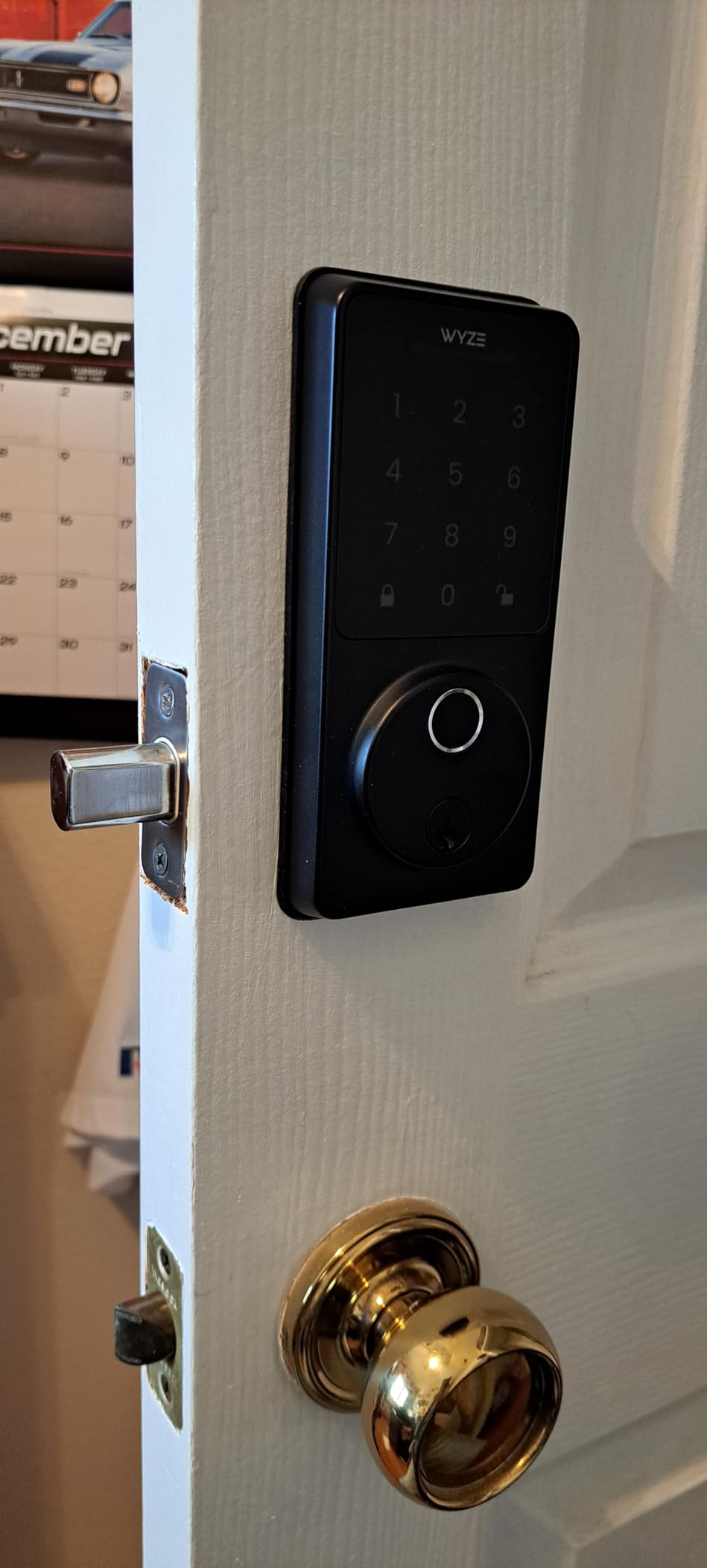 Wyze Auto-Lock Bolt v2, Fingerprint Keyless Entry Smart Lock, AI Learning Scanner with Wi-Fi Front Door Lock Deadbolt, Auto-Lock, 8 Months Battery, BHMA2, IP53, Anti-Peep Keypad, Backup Keys - Customer Photo 1