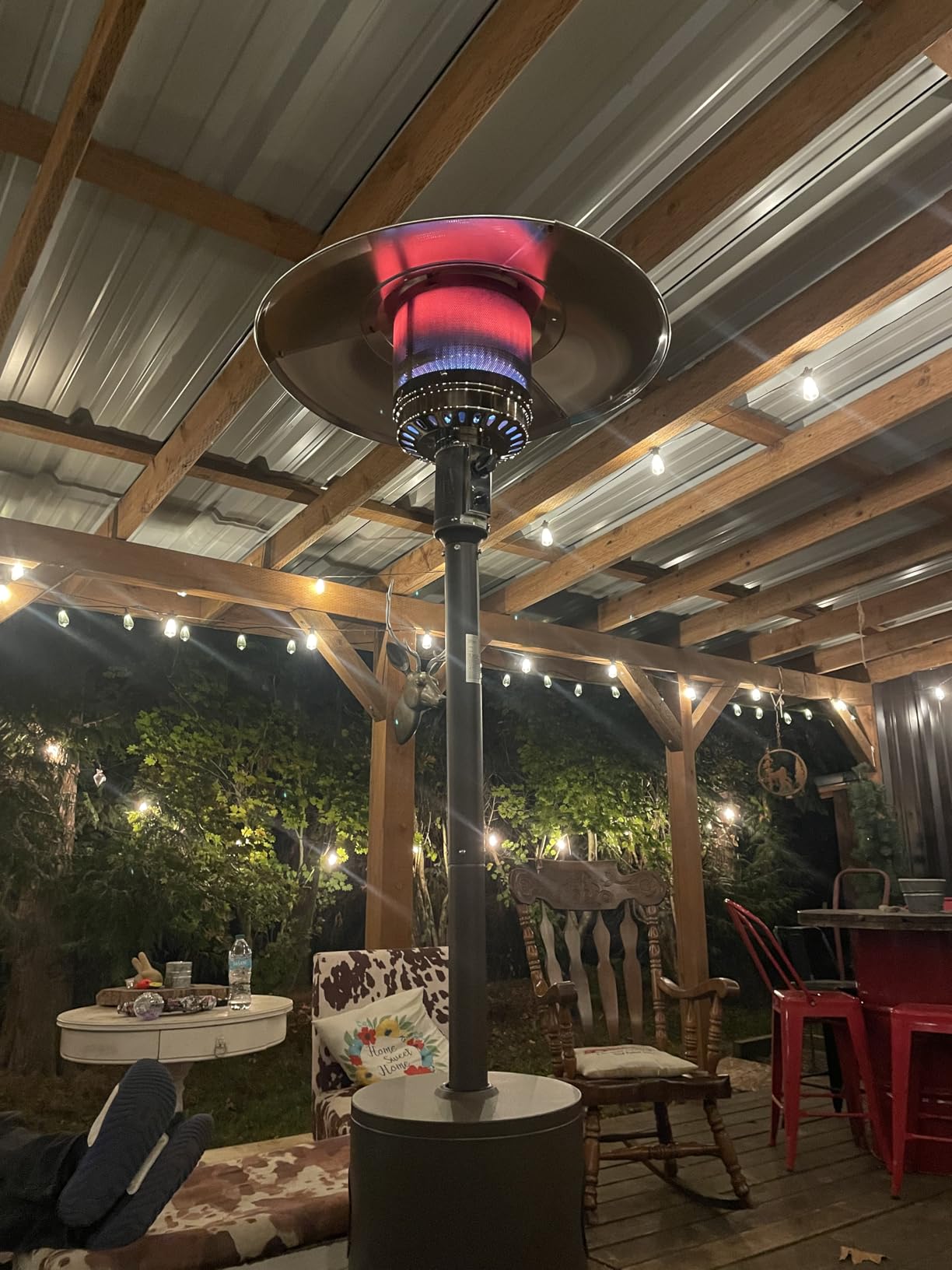 EAST OAK 48,000 BTU Pyramid Patio Heater, Quartz Glass Tube Propane Outdoor Heater with Wheels, Triple Safety Protection, 2025 Upgrade for Home, Backyard & Commercial Spaces, Bronze - Customer Photo 2