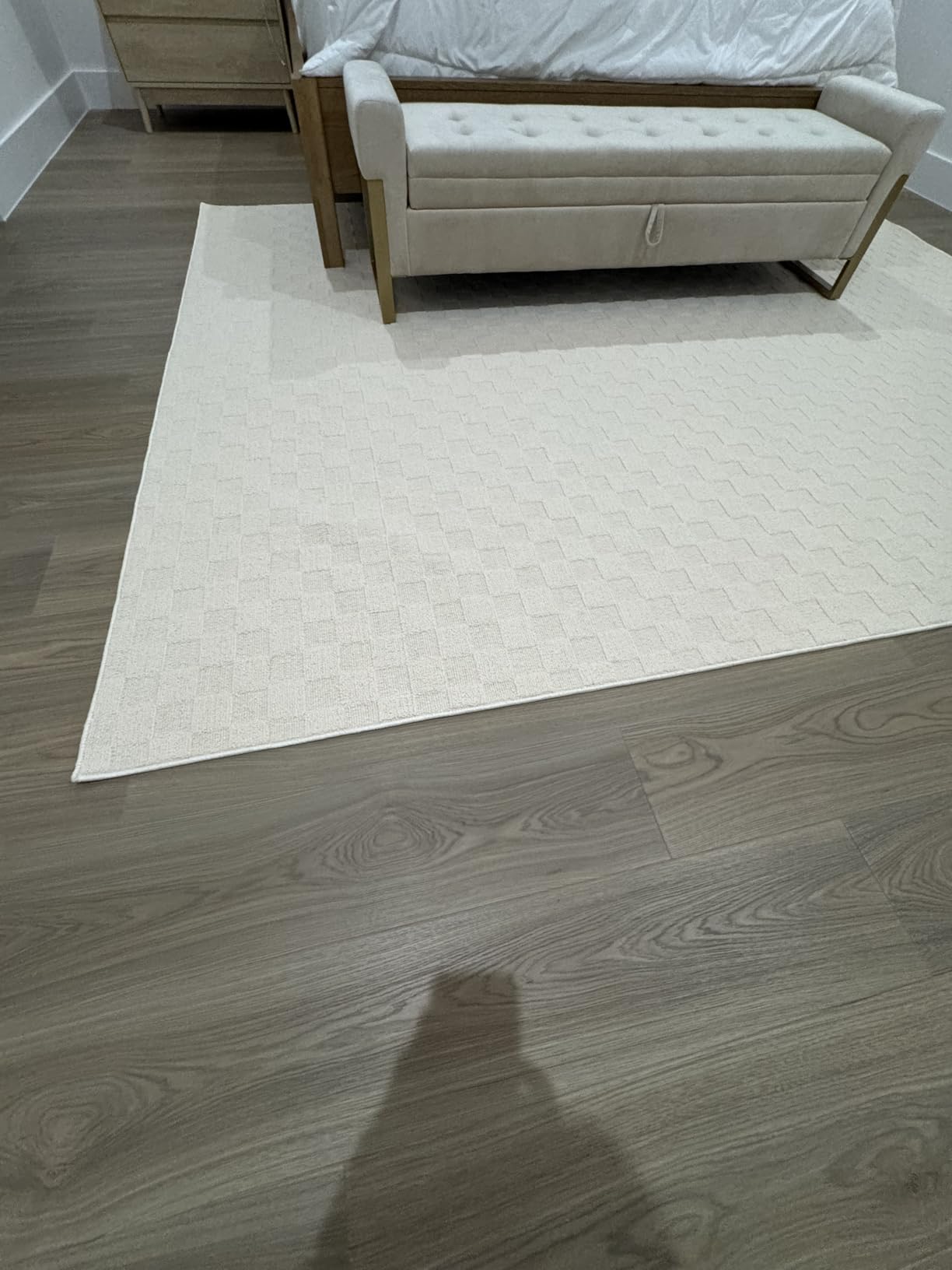 ANSSO Wool Rugs 8x10 for Living Room, 80% Merino Wool and 20% Cotton Soft Tufted Area Rug with Cotton Non-Slip Backing, Large Area Rug for Bedroom, Dining and Home Office (Cream) - Customer Photo 2
