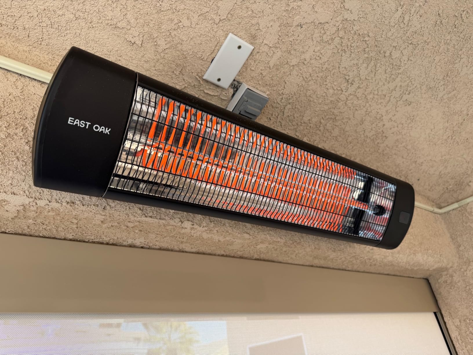 EAST OAK Electric Patio Heater | 1500W Wall Mounted Infrared Heater for Outdoor, Garage, Backyard, Restaurant | 24H Timer, IP65 Waterproof | 3 Heat Levels & Overheating Protection | Black - Customer Photo 1