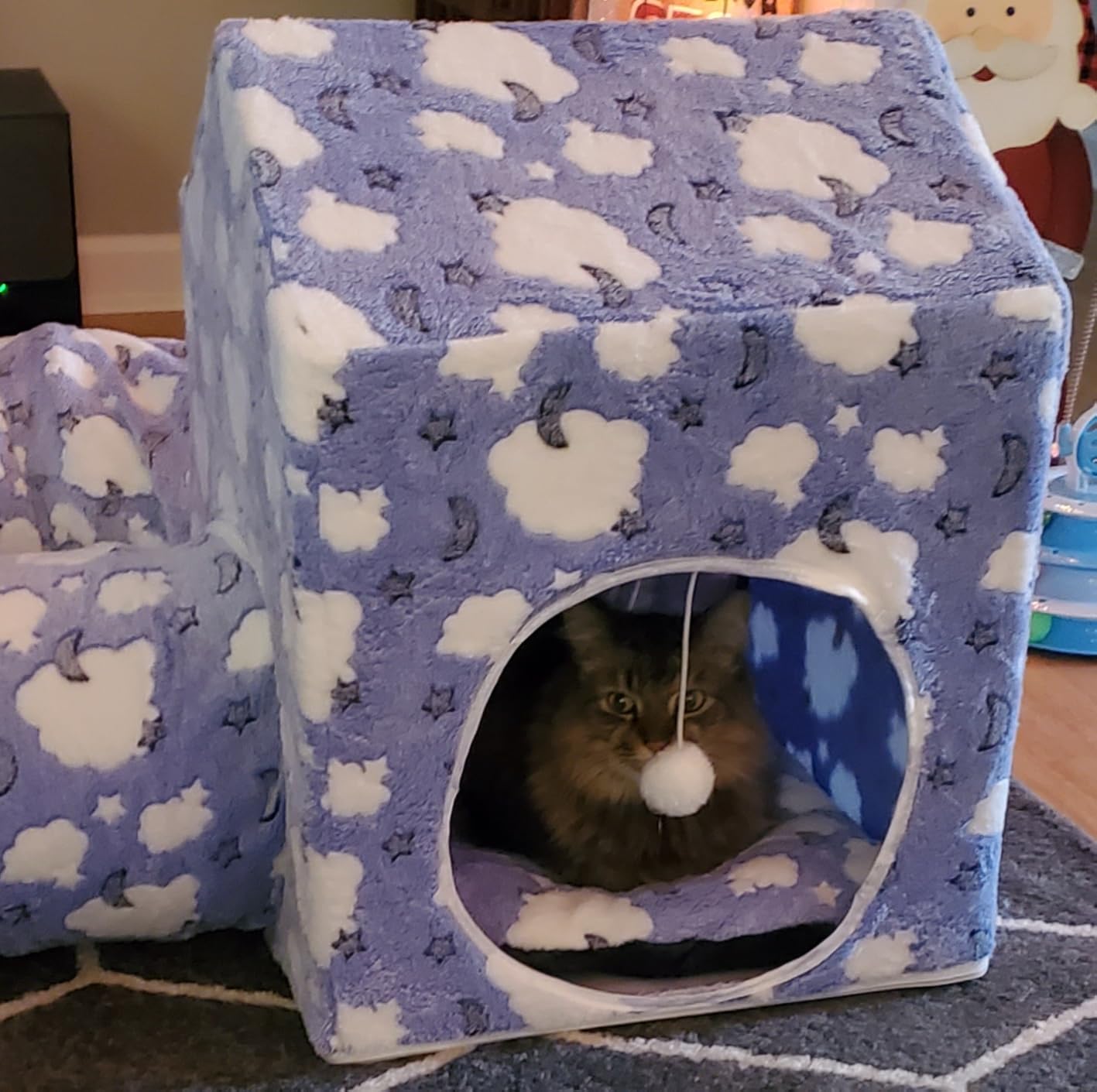 Pawaboo Cat Tunnel Bed for Indoor Cats, Cute Cat Donut Tunnel with Square House, Peekaboo Pet Cave Play Tunnels with Cave for Kitten/Rabbit, Dark Gray Customer Review Pawaboo Cat Tunnel Bed for Indoor Cats, Cute Cat Donut Tunnel with Square House, Peekaboo Pet Cave Play Tunnels with Cave for Kitten/Rabbit, Dark Gray - Customer Photo 1
