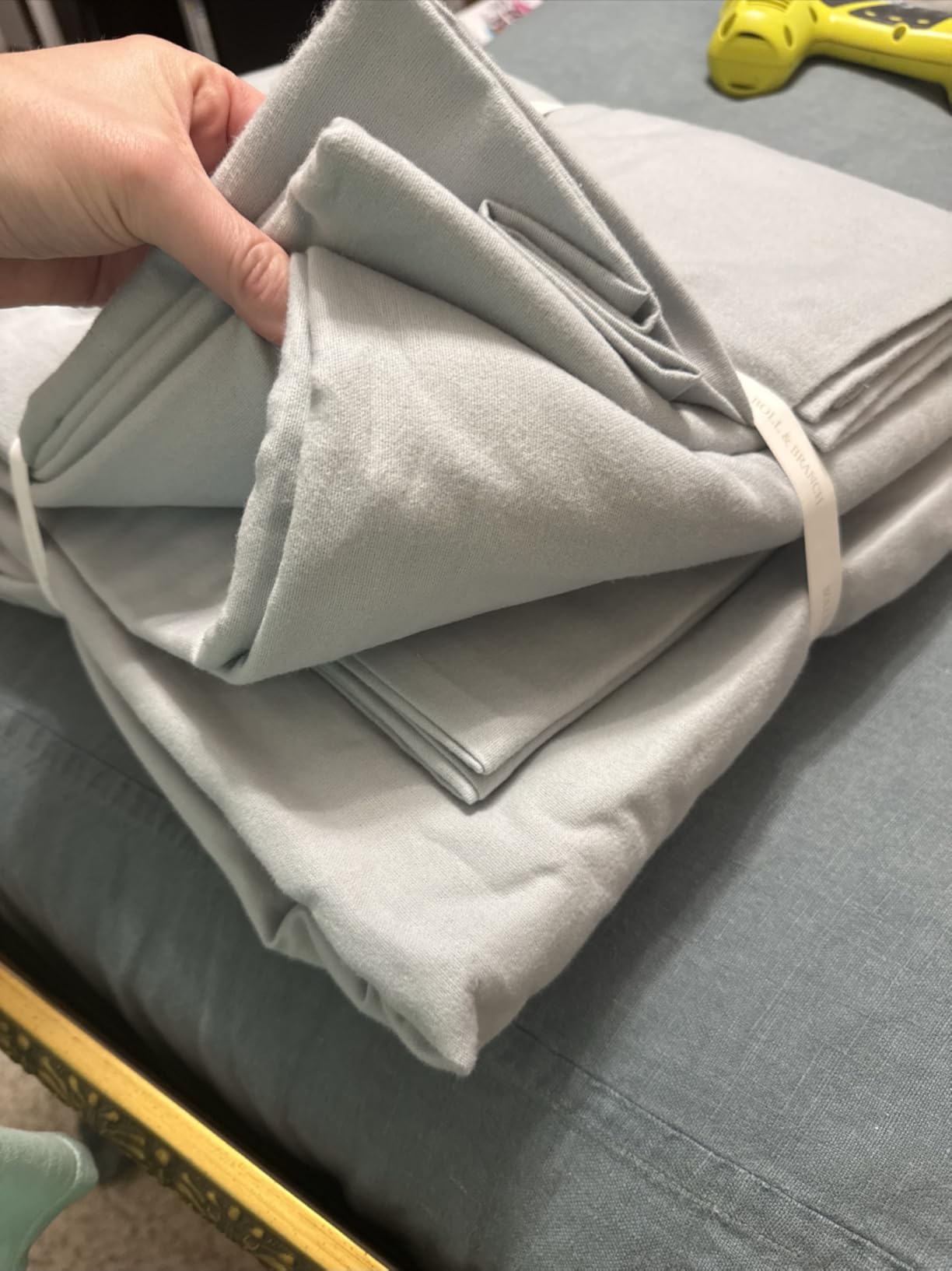 BOLL & BRANCH Flannel Sheet Set - Queen, Cream - Luxury 100% Organic Cotton - Includes 1 Flat, 1 Fitted, 2 Pillowcases - Velvety Soft, Warm & Breathable - Customer Photo 1