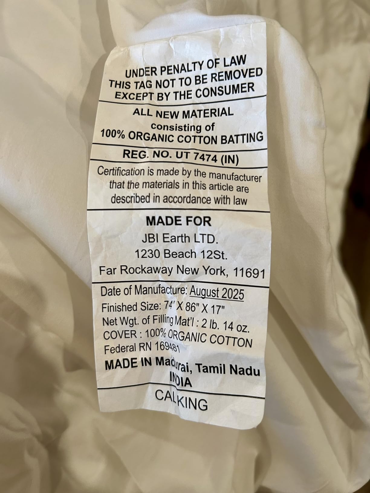 100% Cotton Organic Mattress Protector | Breathable & Noiseless Quilted Organic Mattress Pad with Premium 300GSM Durability | Machine Washable Bed Protector with Deep Pocket (White, King) - Customer Photo 2